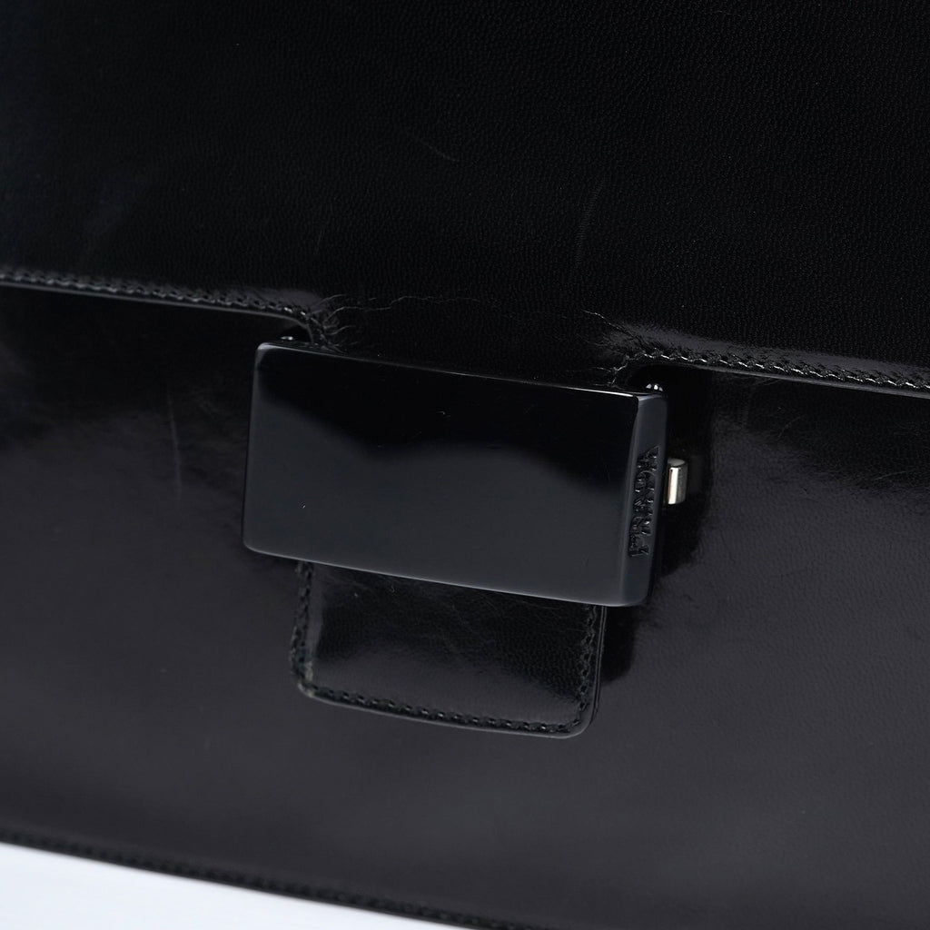 Black Madras Calfskin Buckle Shoulder Bag