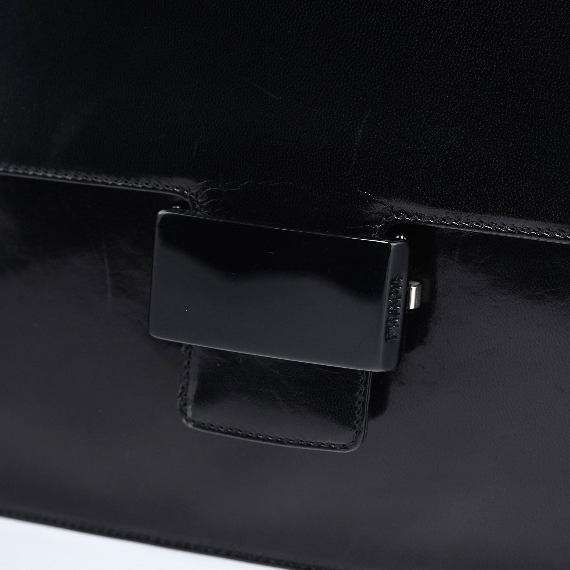 Black Madras Calfskin Buckle Shoulder Bag