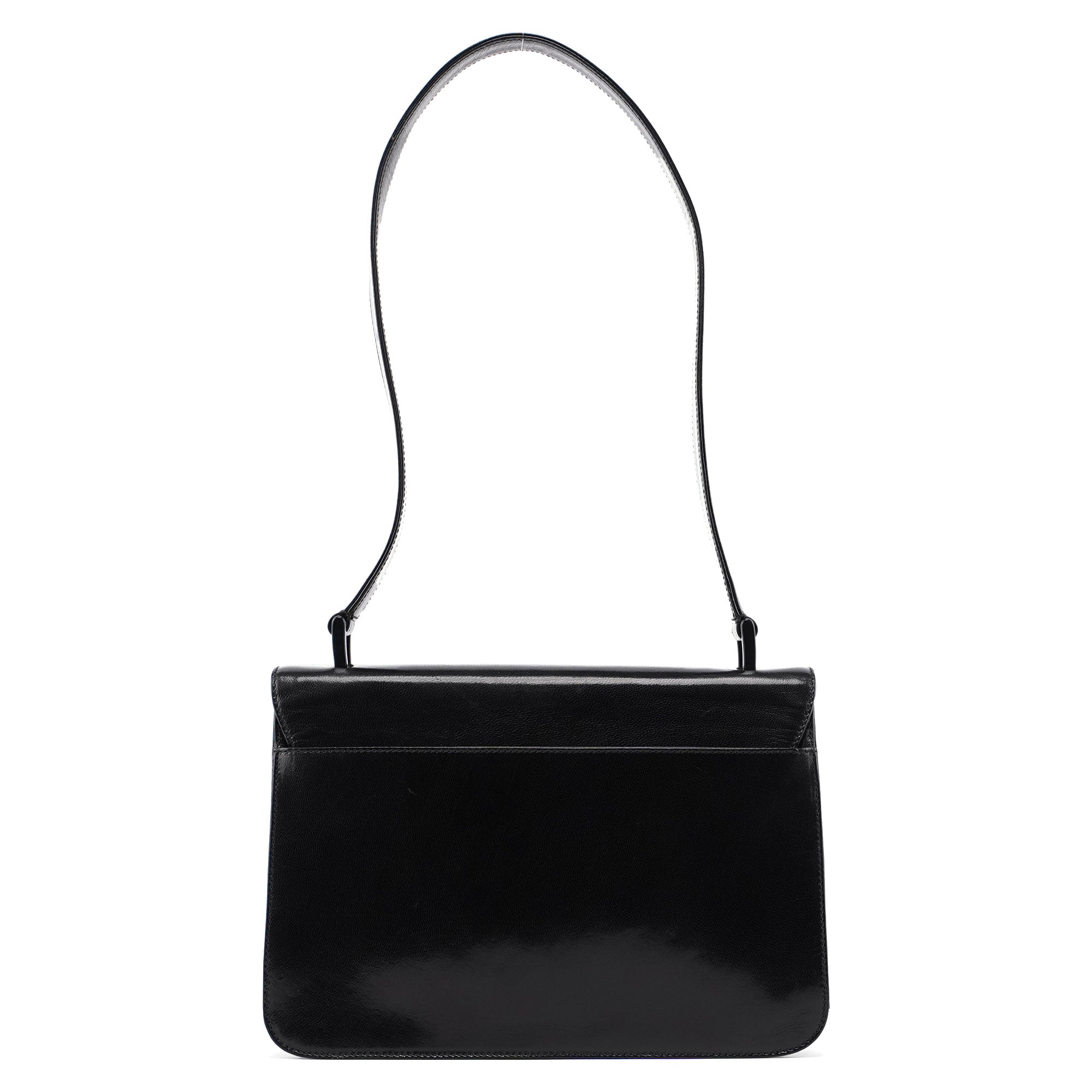 Black Madras Calfskin Buckle Shoulder Bag