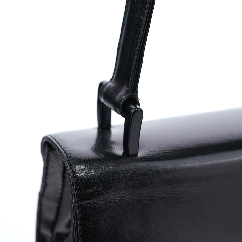 Black Madras Calfskin Buckle Shoulder Bag