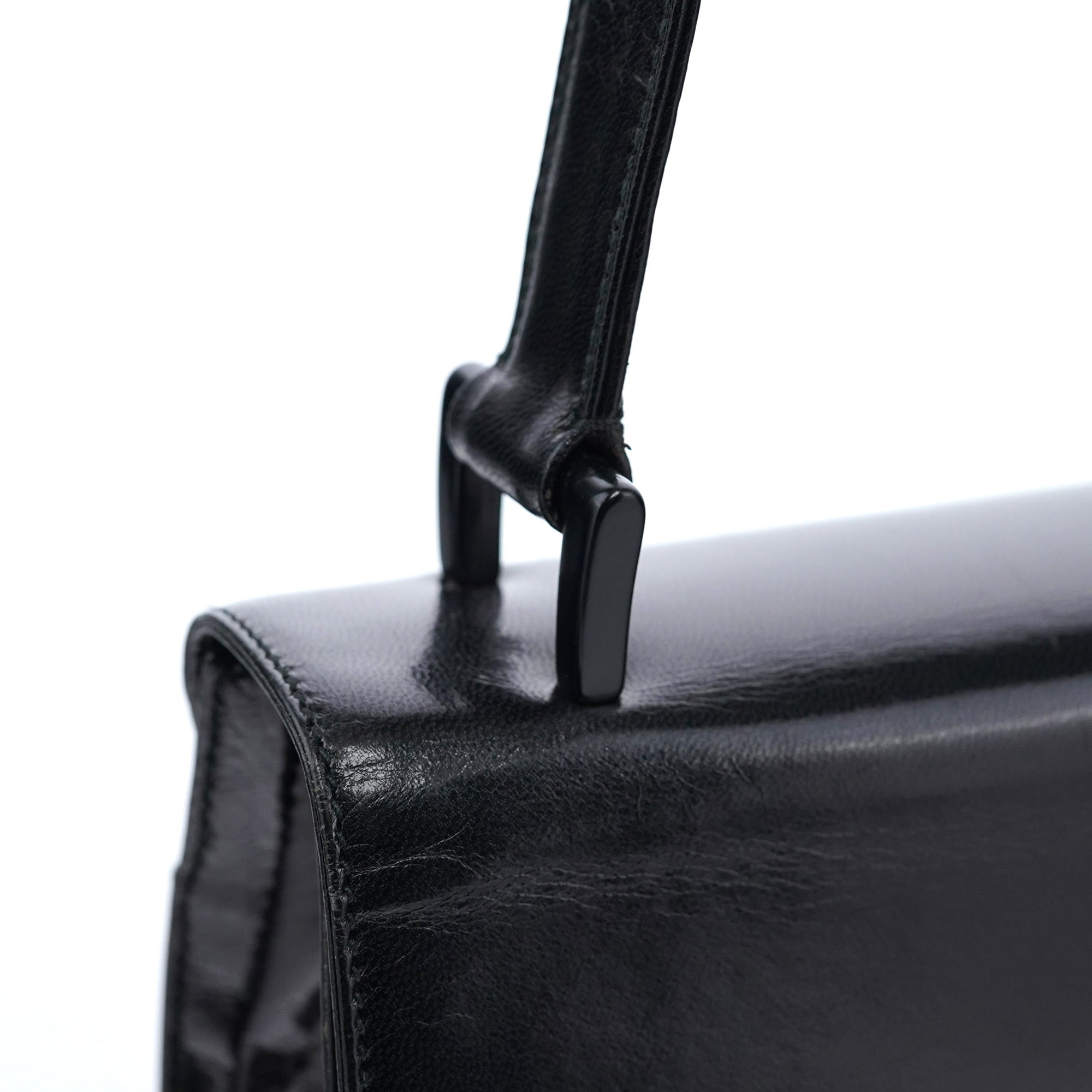 Black Madras Calfskin Buckle Shoulder Bag