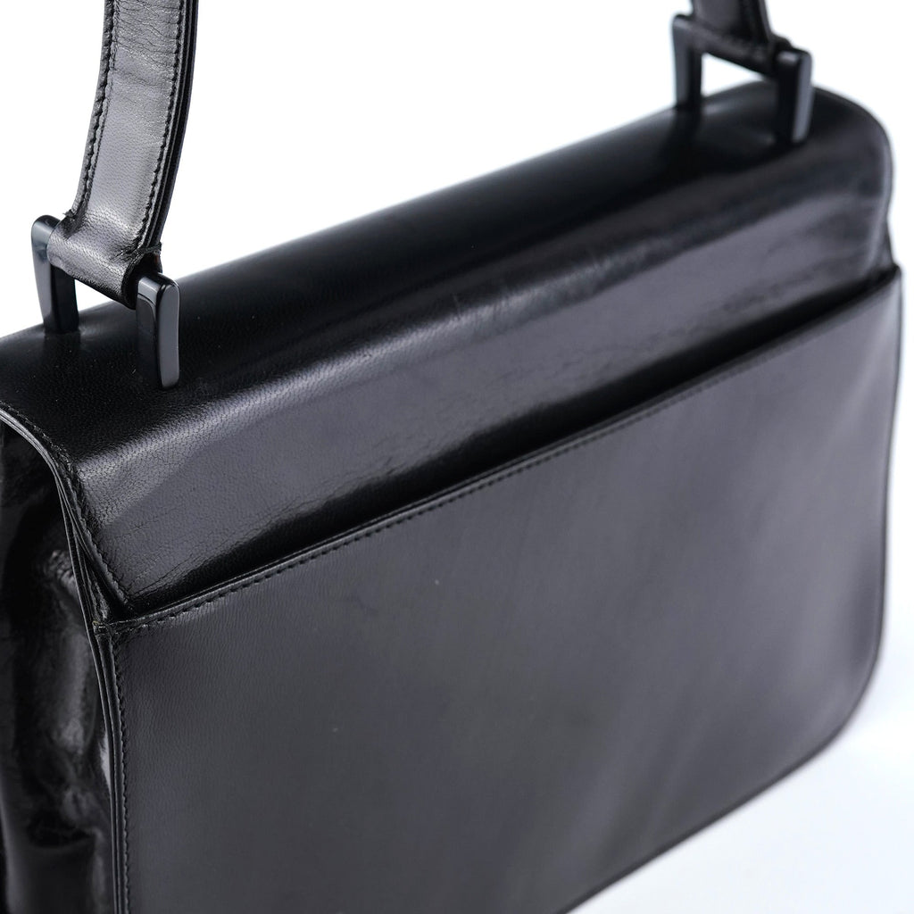 Black Madras Calfskin Buckle Shoulder Bag