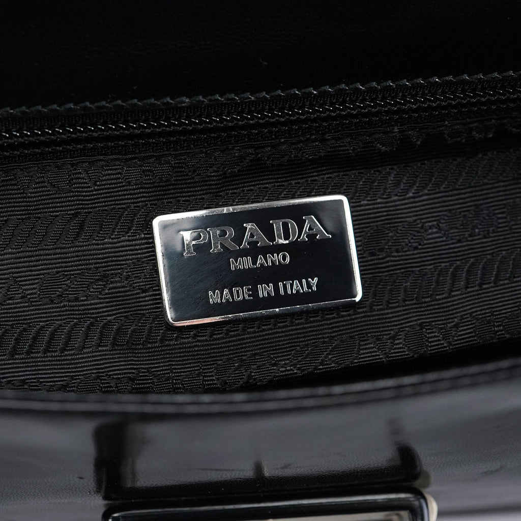 Black Madras Calfskin Buckle Shoulder Bag