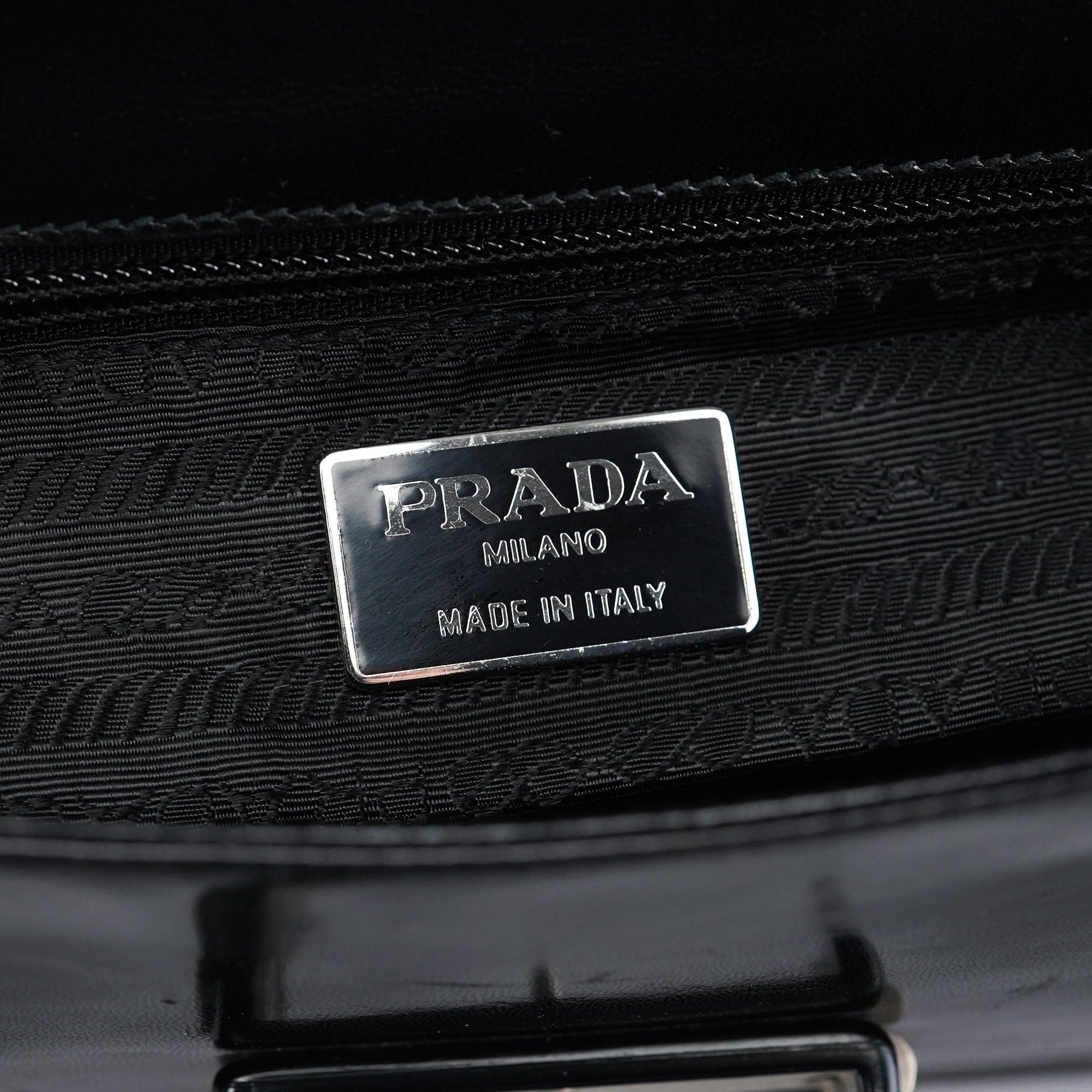 Black Madras Calfskin Buckle Shoulder Bag