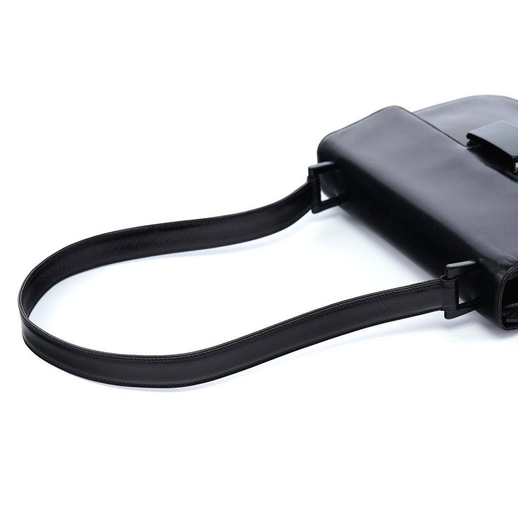 Black Madras Calfskin Buckle Shoulder Bag