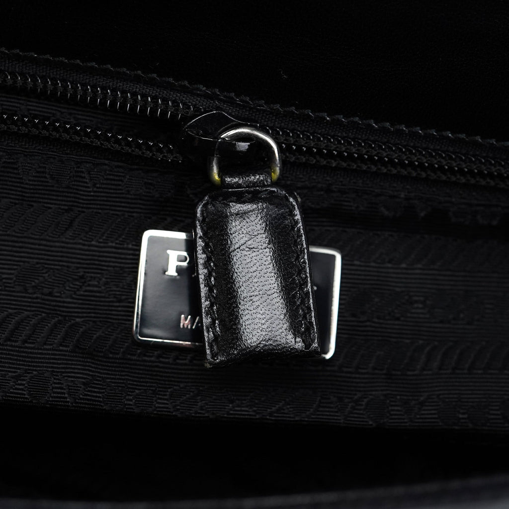 Black Madras Calfskin Buckle Shoulder Bag