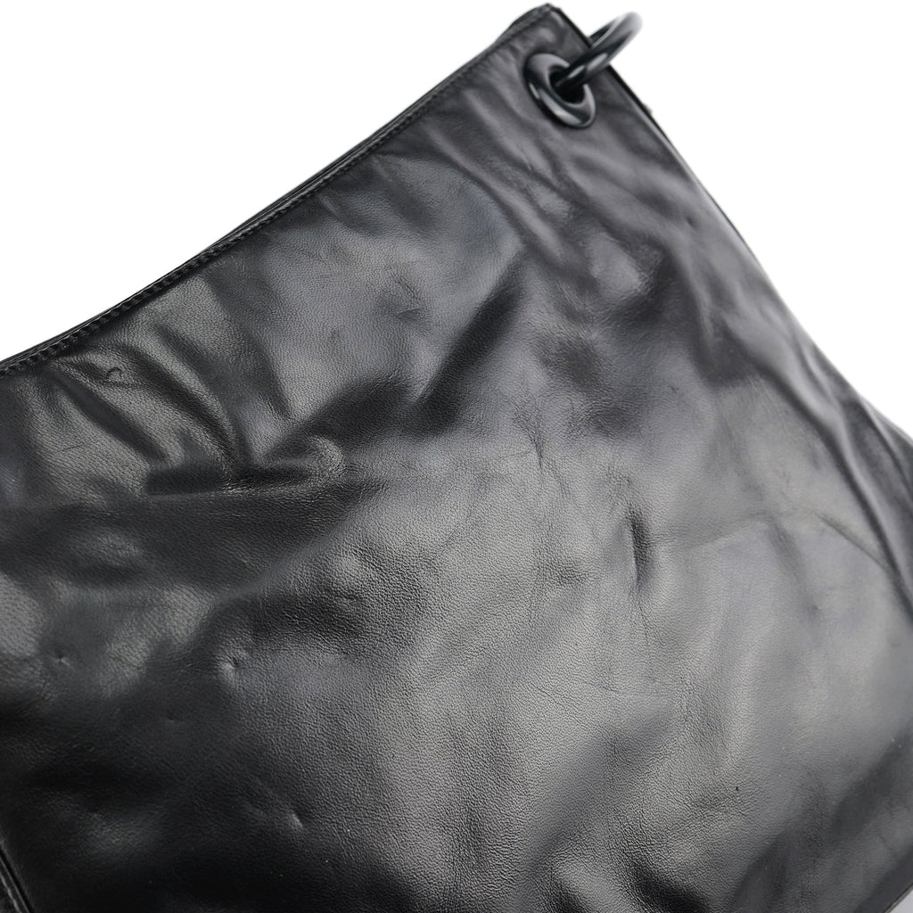 Black Nappa Plastic Shoulder Bag