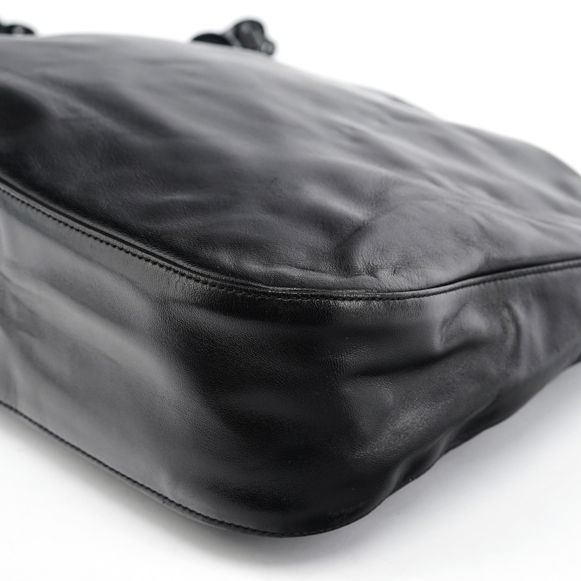 Black Nappa Plastic Shoulder Bag