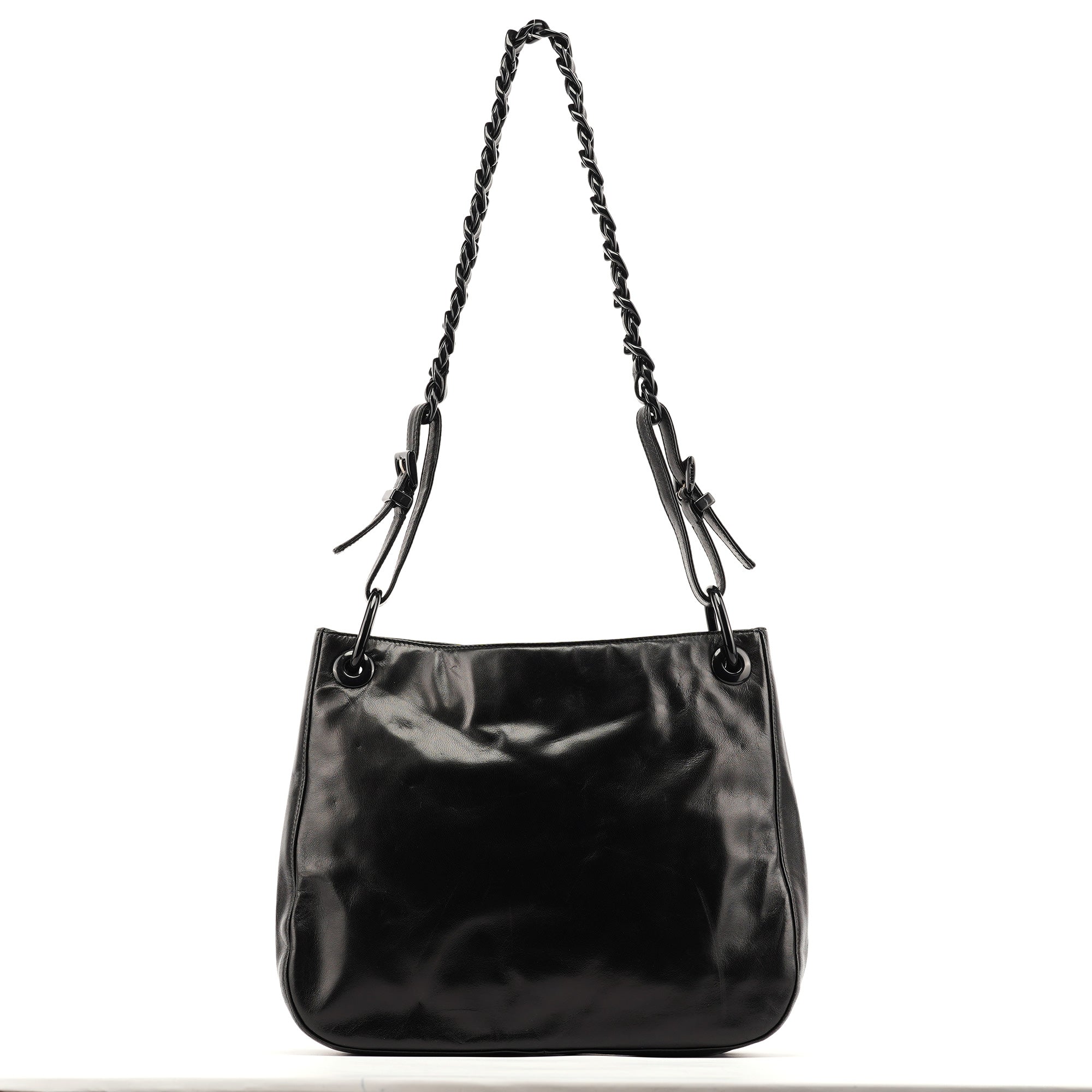 Black Nappa Plastic Shoulder Bag