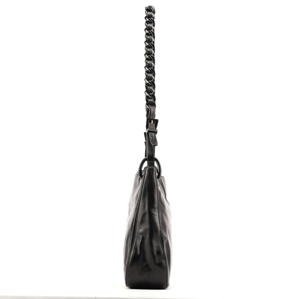 Black Nappa Plastic Shoulder Bag