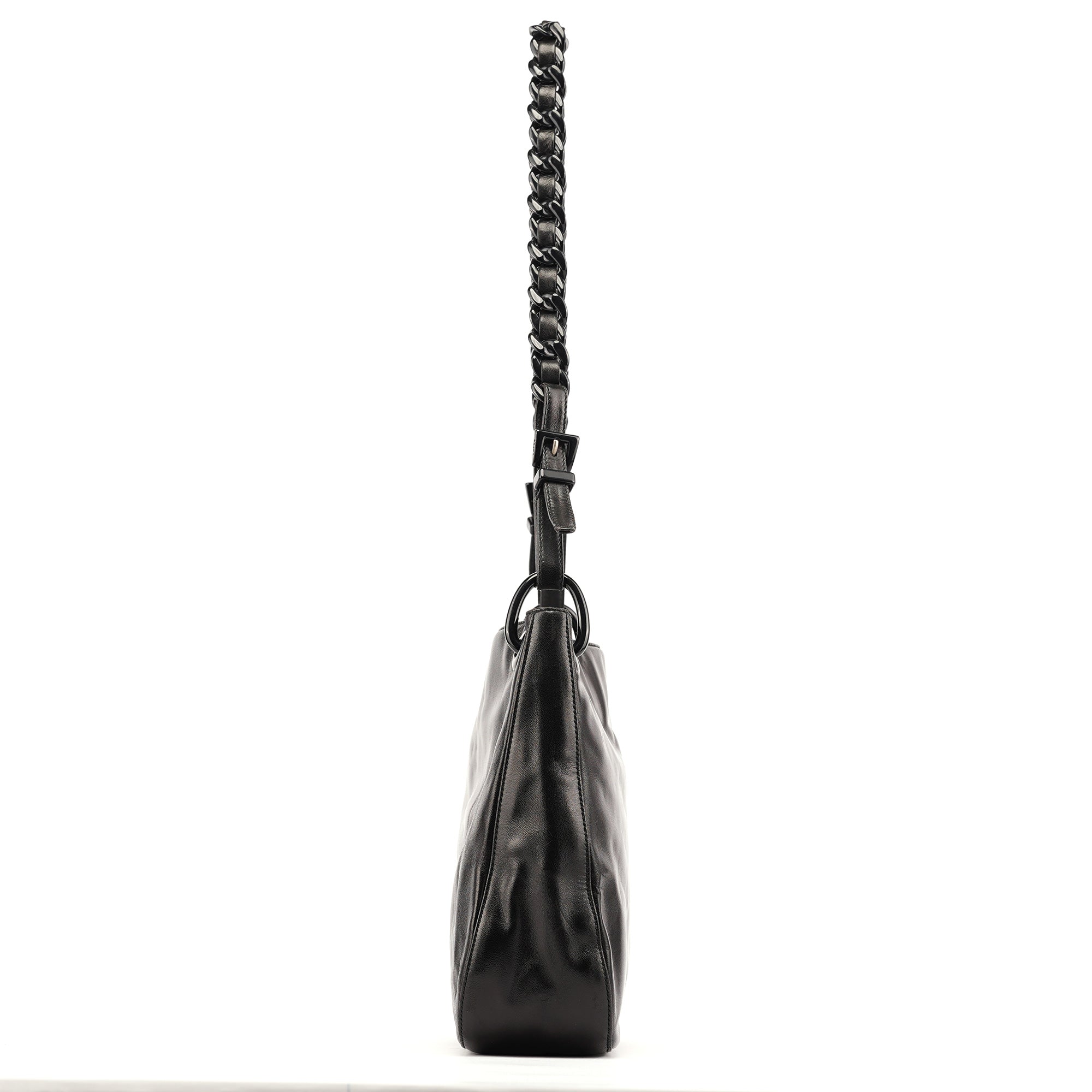 Black Nappa Plastic Shoulder Bag