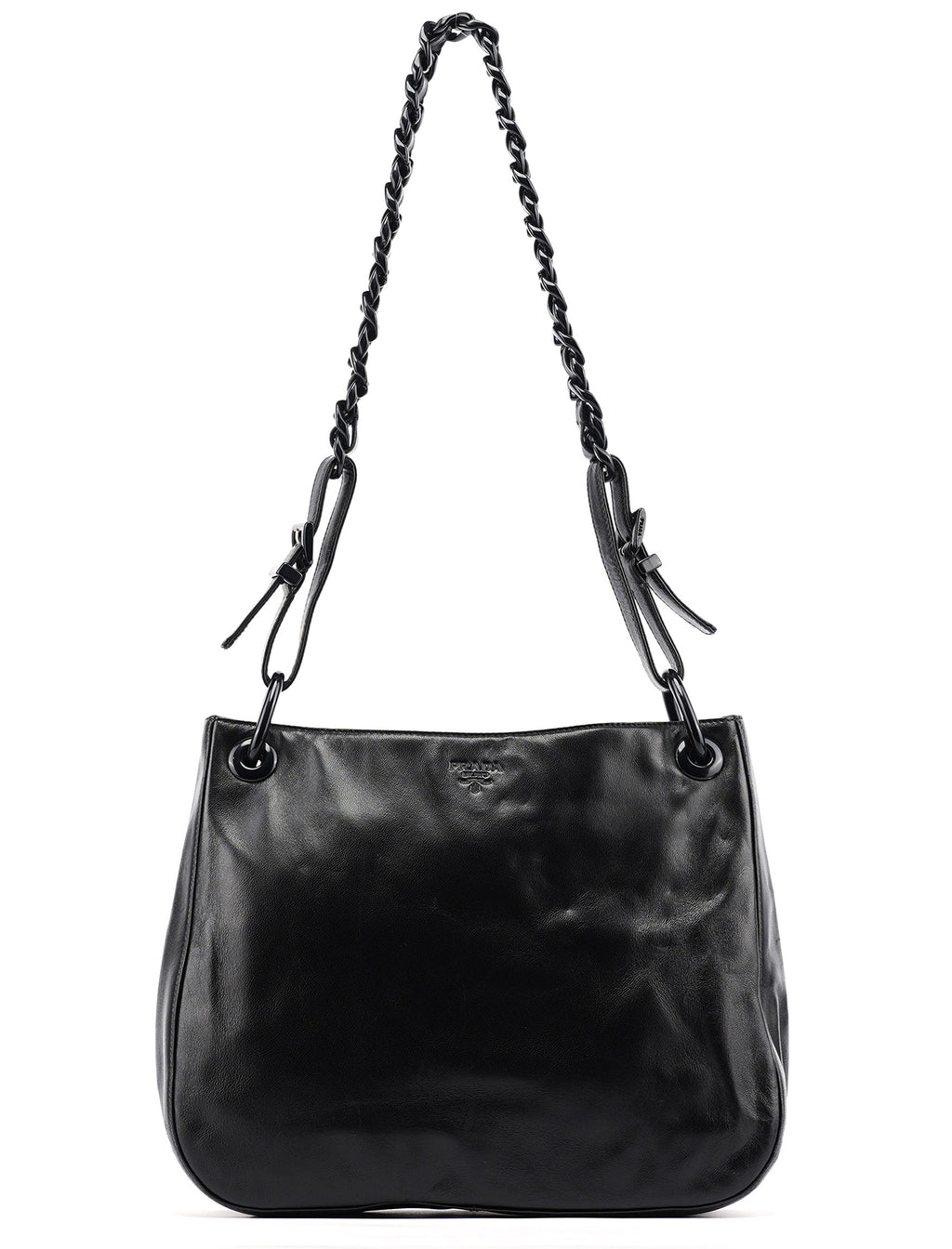 Black Nappa Plastic Shoulder Bag