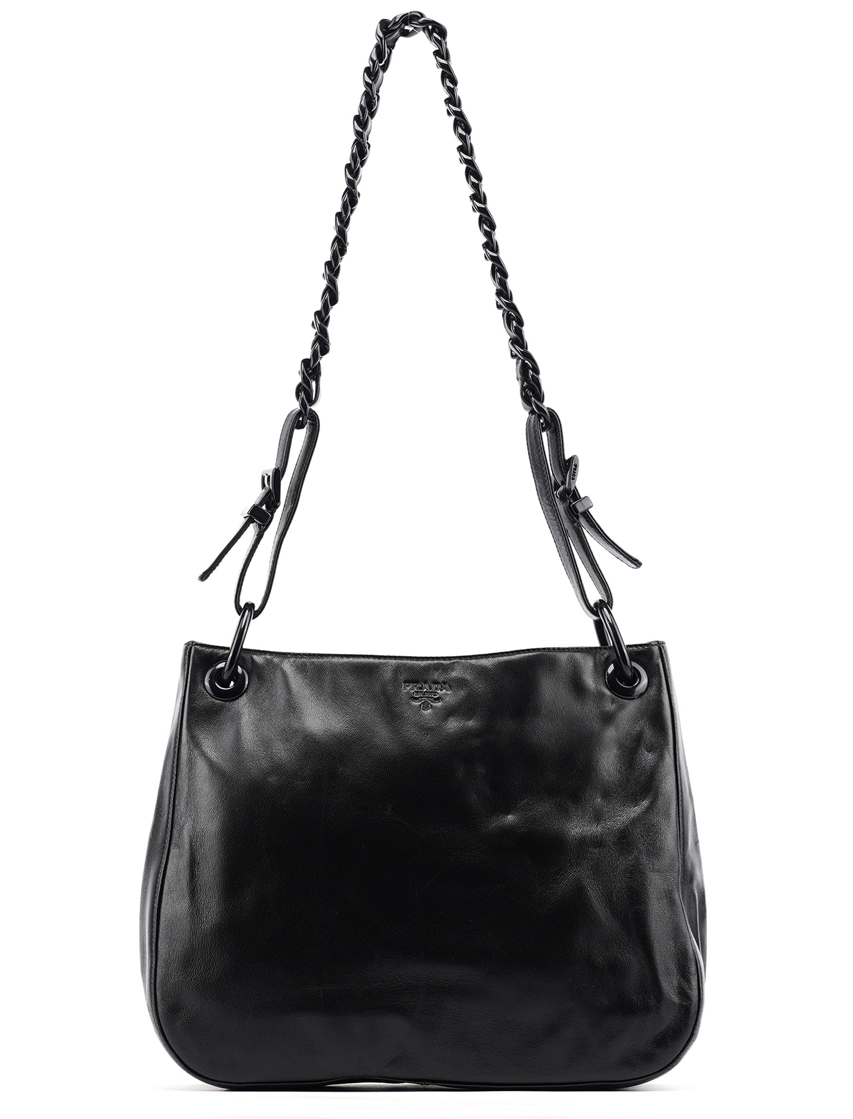 Black Nappa Plastic Shoulder Bag