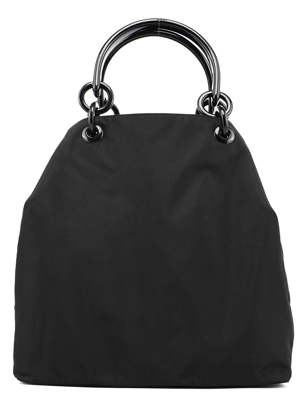 Black Nylon Plastic Handle Bag