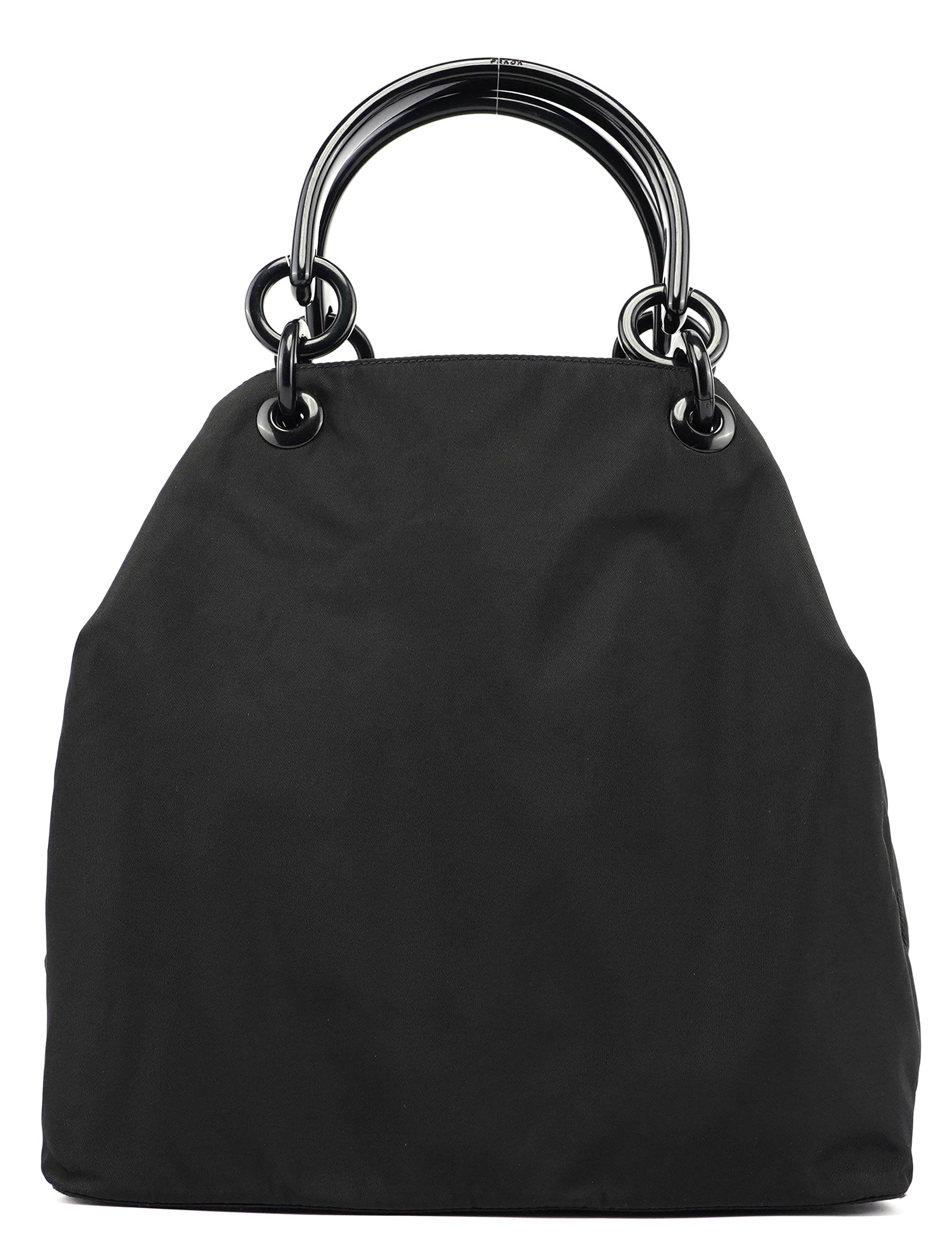 Black Nylon Plastic Handle Bag