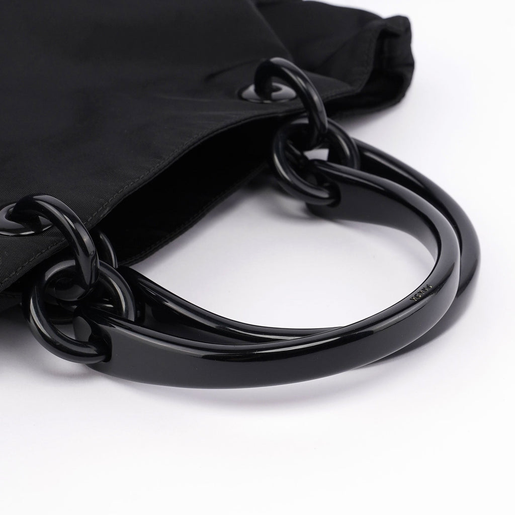 Black Nylon Plastic Handle Bag