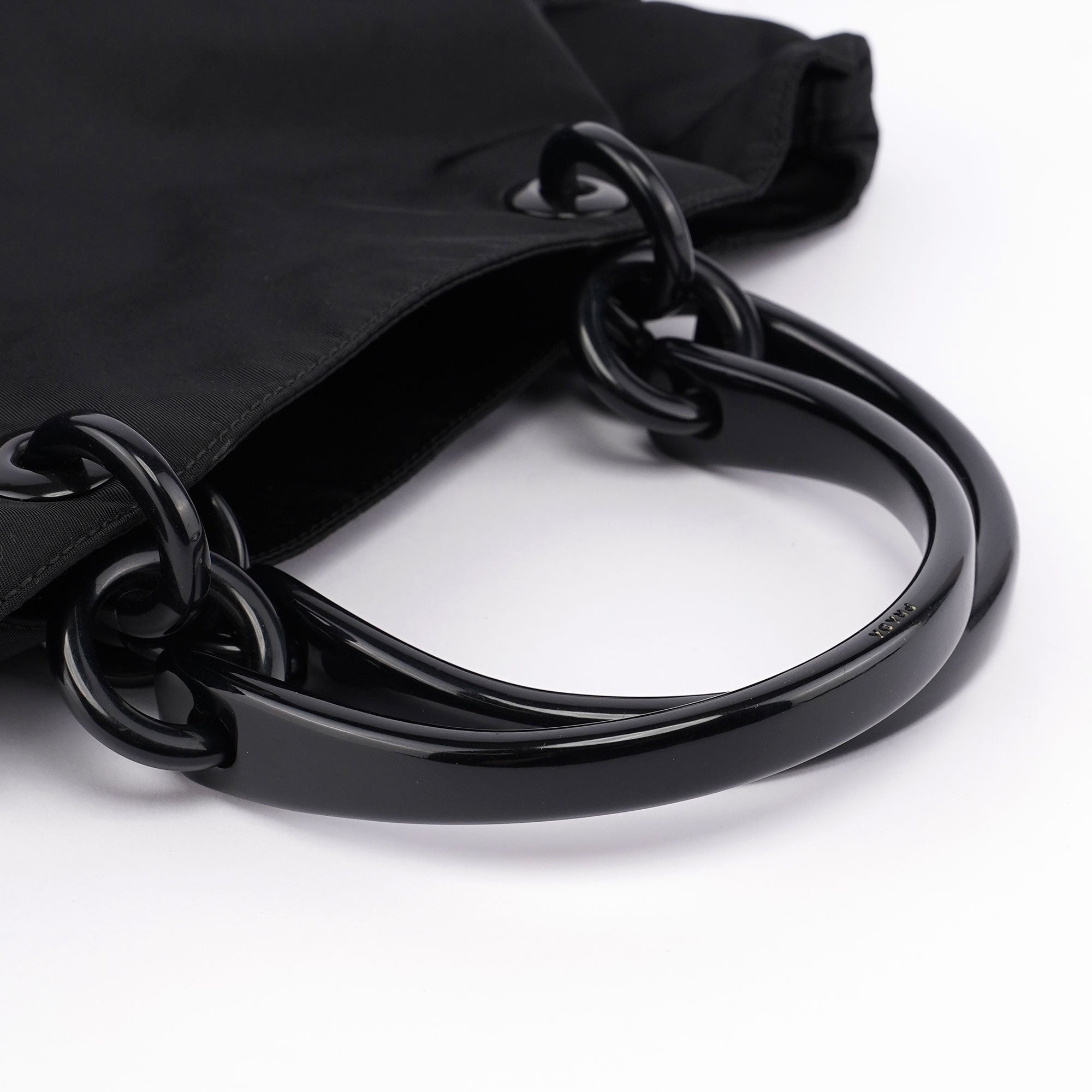 Black Nylon Plastic Handle Bag