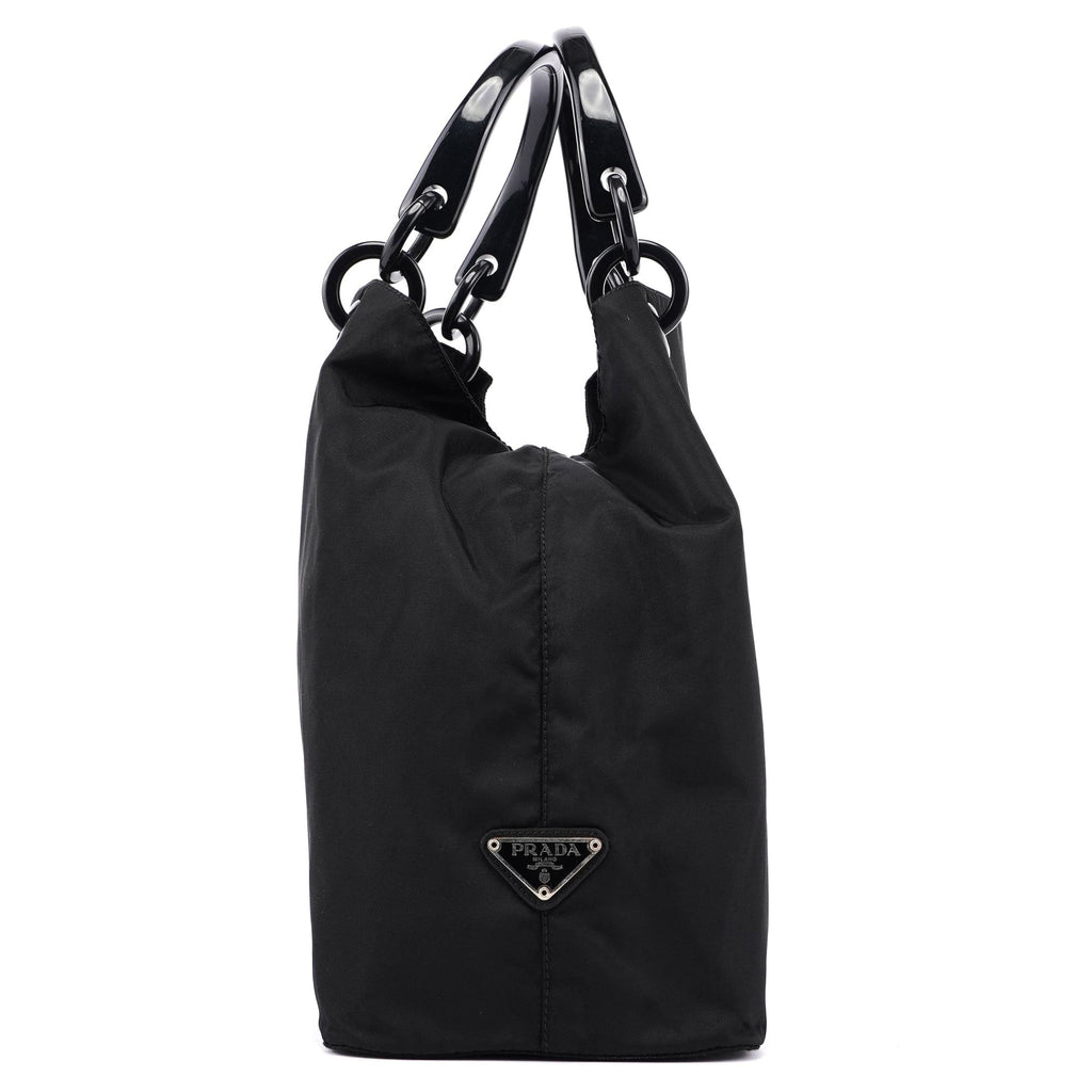 Black Nylon Plastic Handle Bag