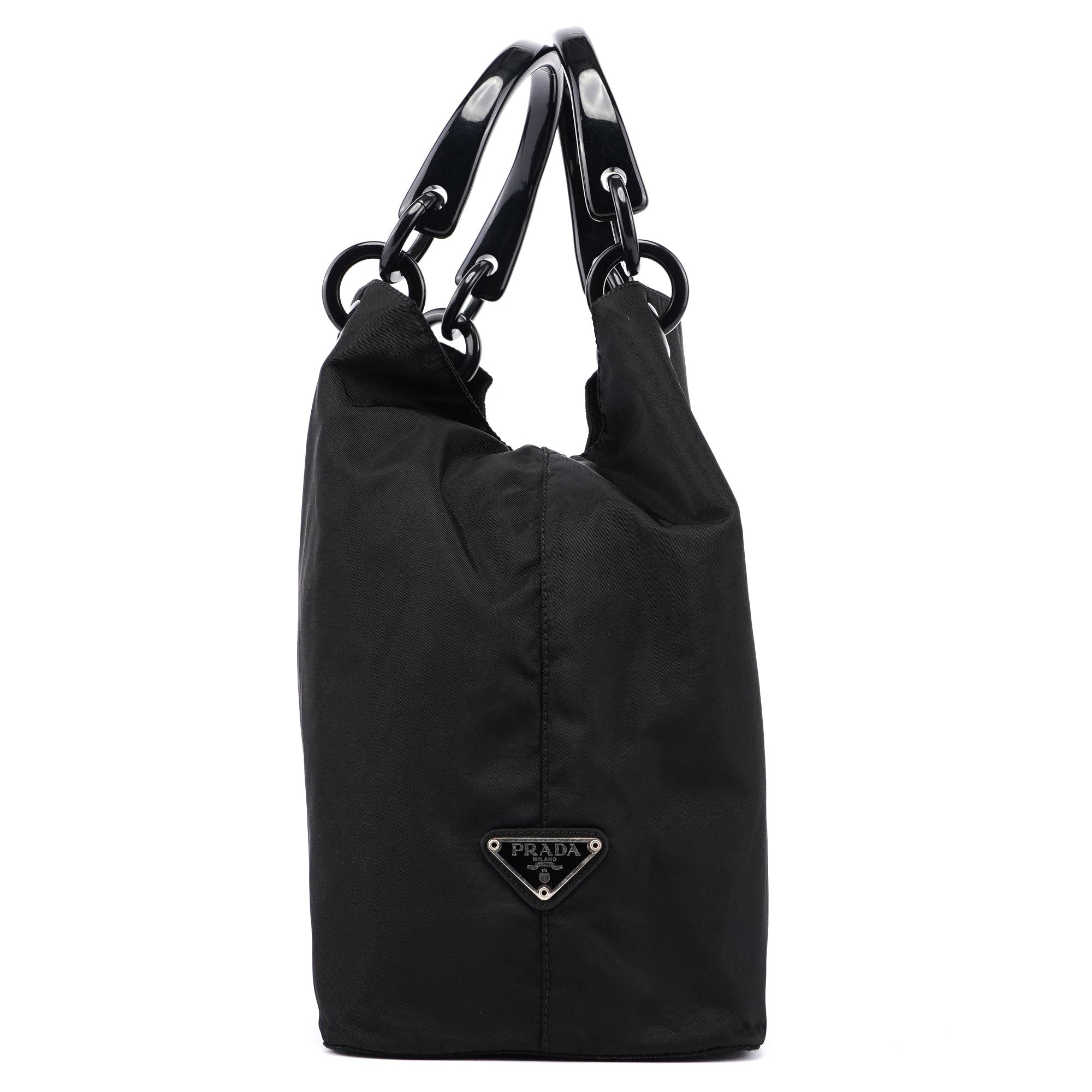 Black Nylon Plastic Handle Bag