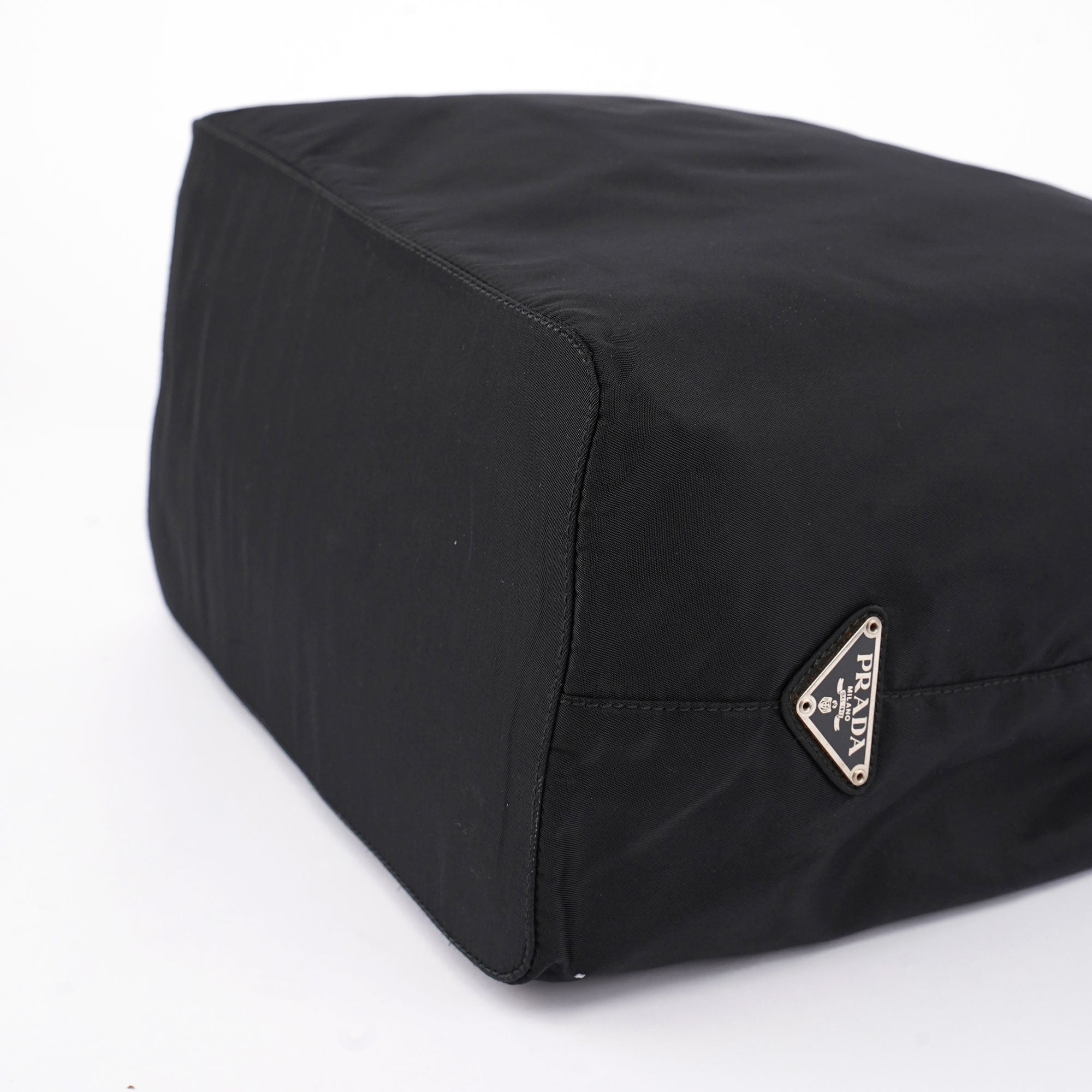 Black Nylon Plastic Handle Bag