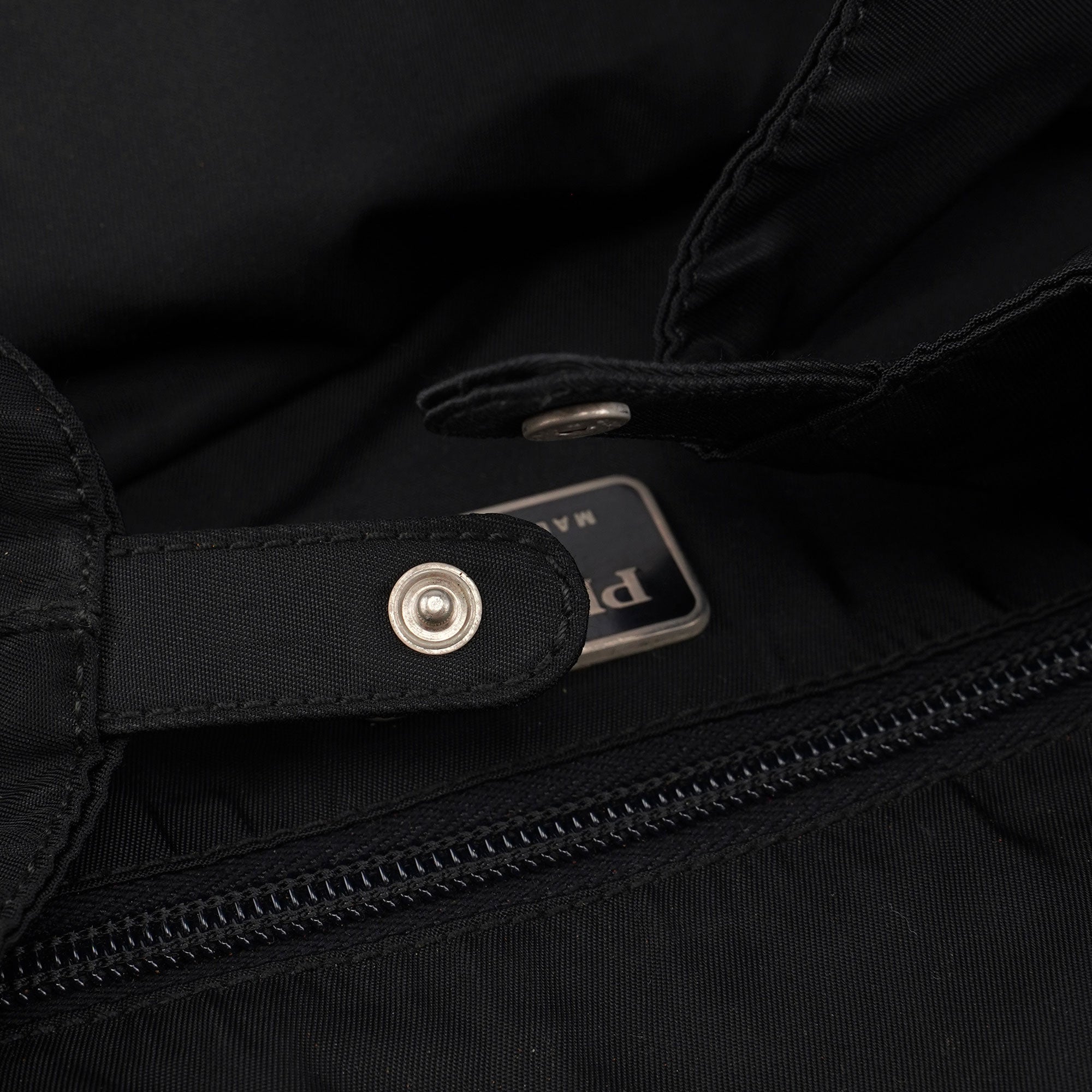 Black Nylon Plastic Handle Bag