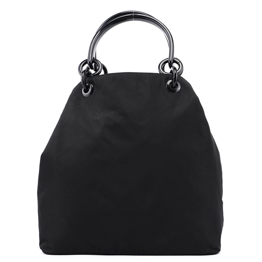 Black Nylon Plastic Handle Bag
