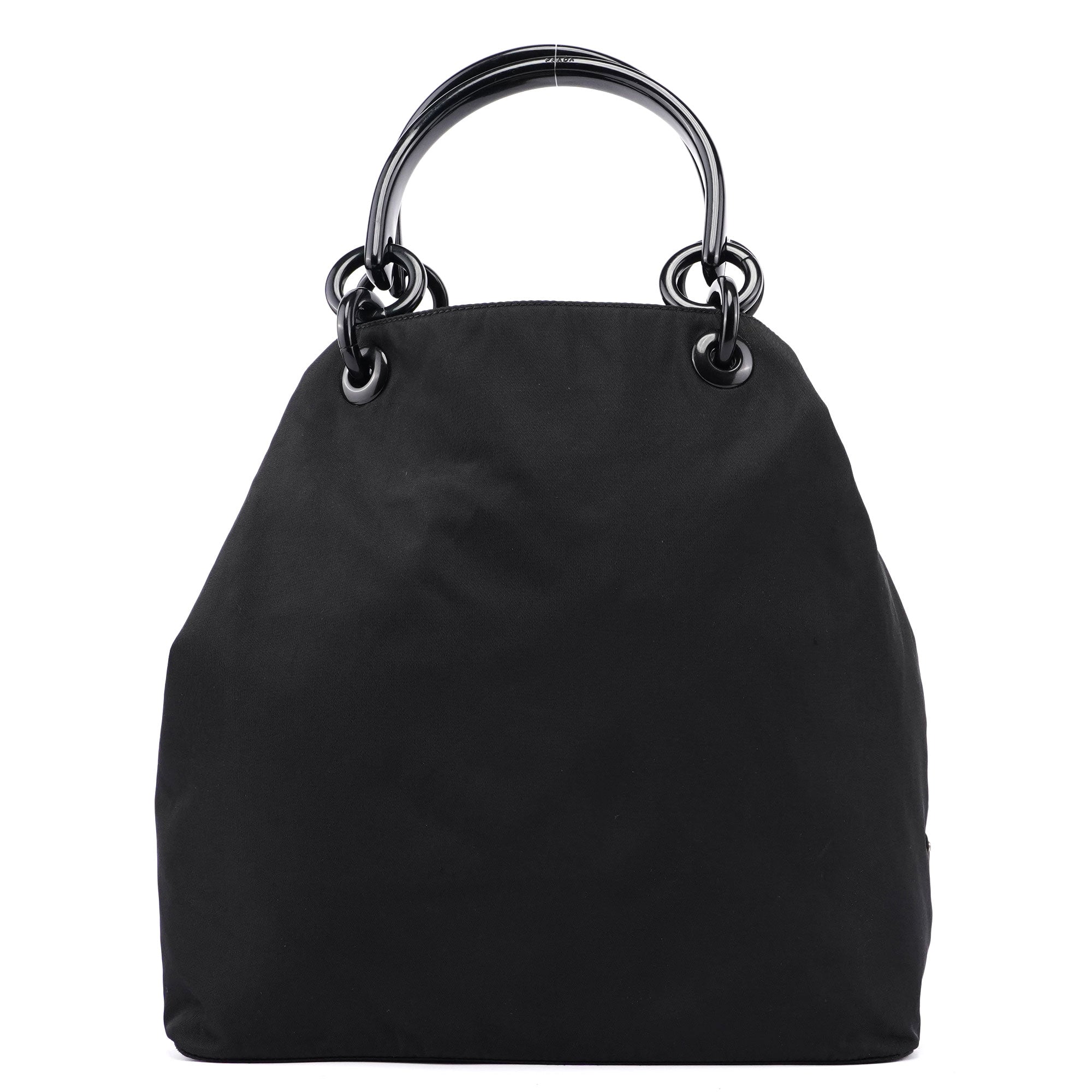 Black Nylon Plastic Handle Bag