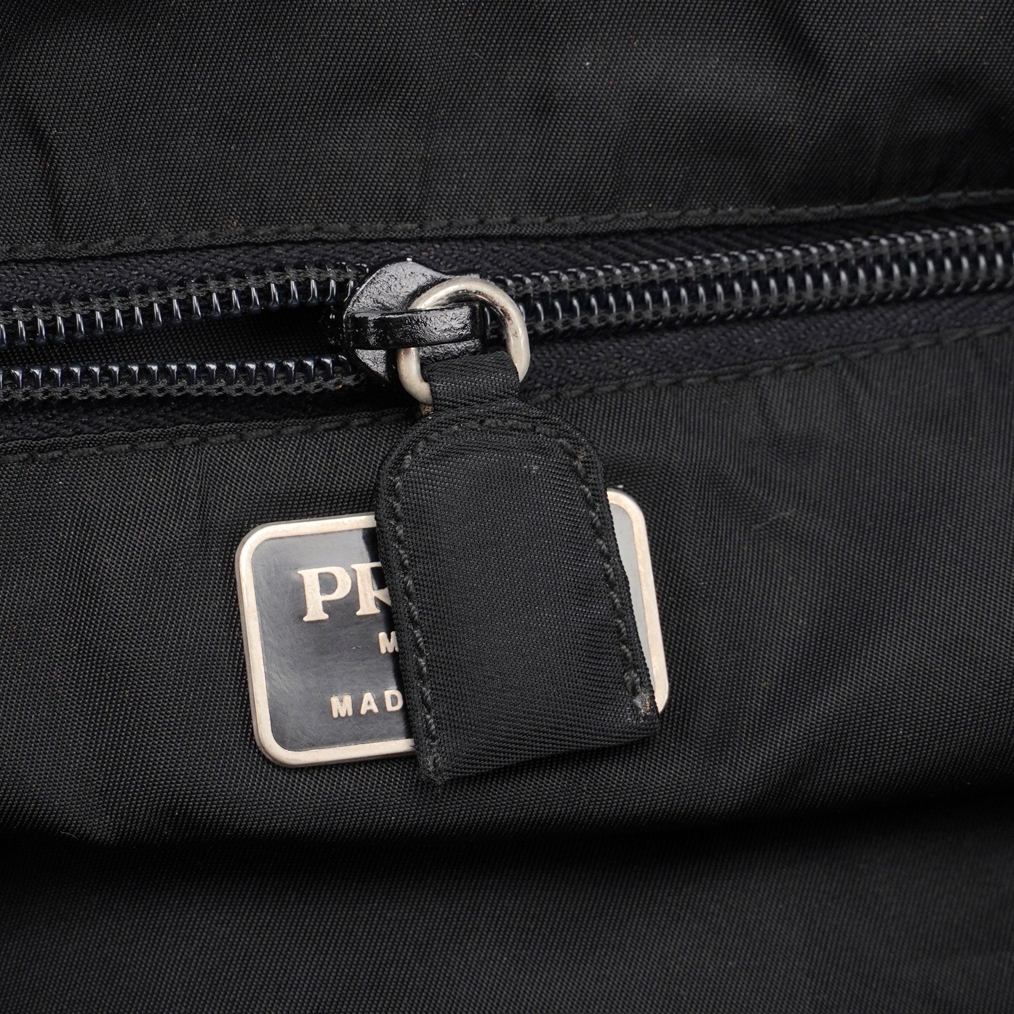 Black Nylon Plastic Handle Bag