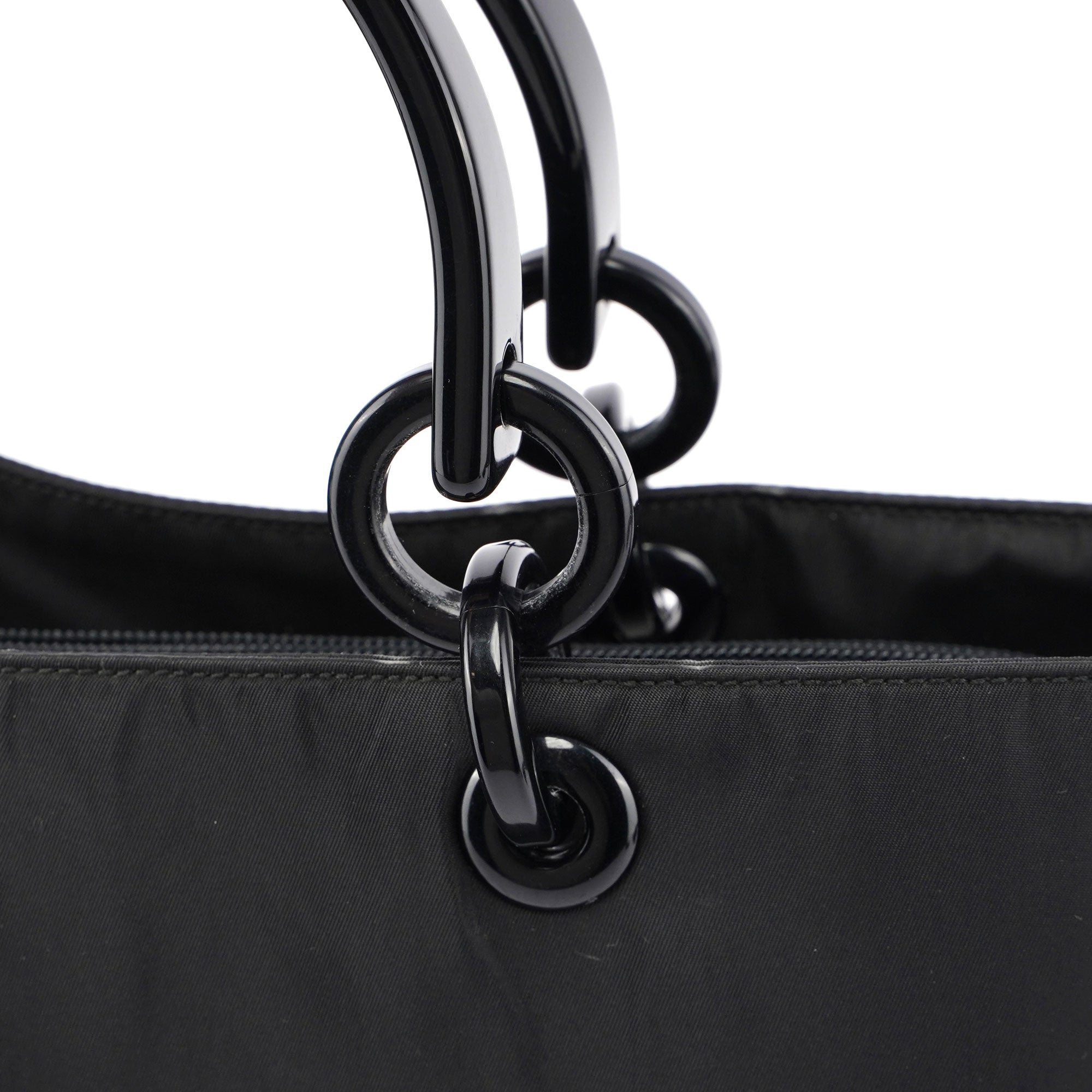 Black Nylon Plastic Handle Tote
