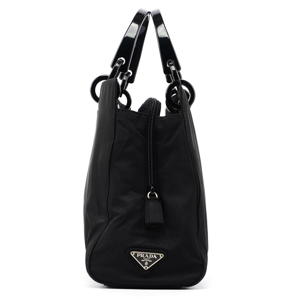 Black Nylon Plastic Handle Tote