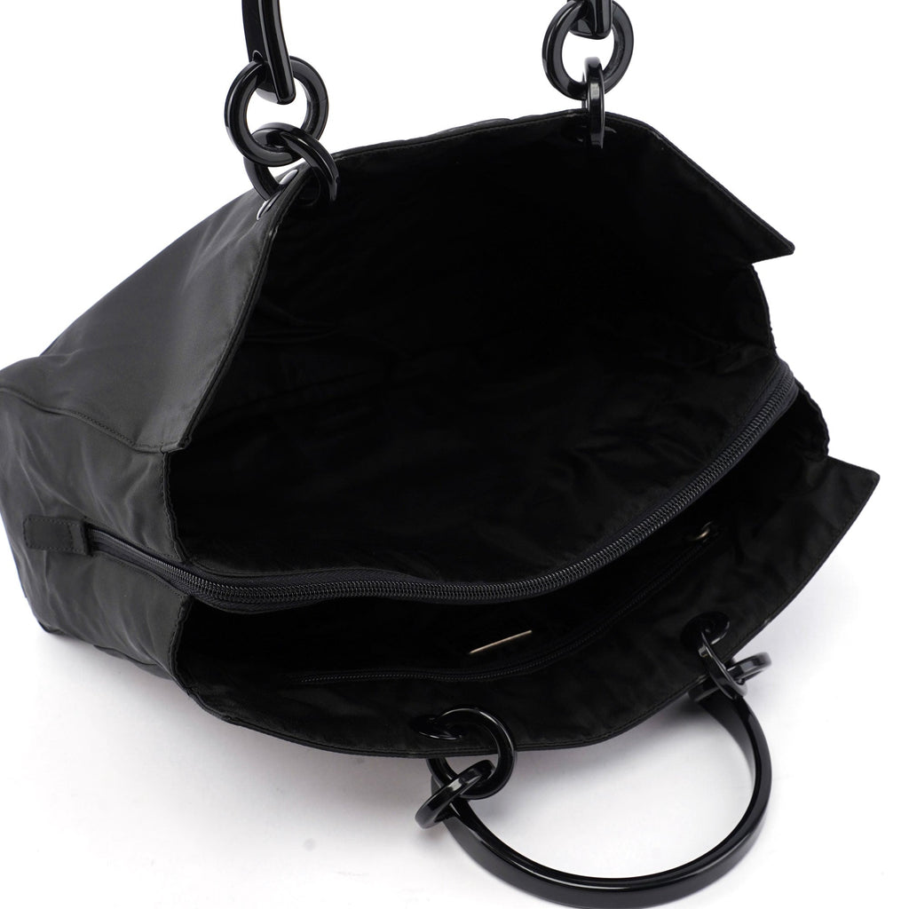 Black Nylon Plastic Handle Tote