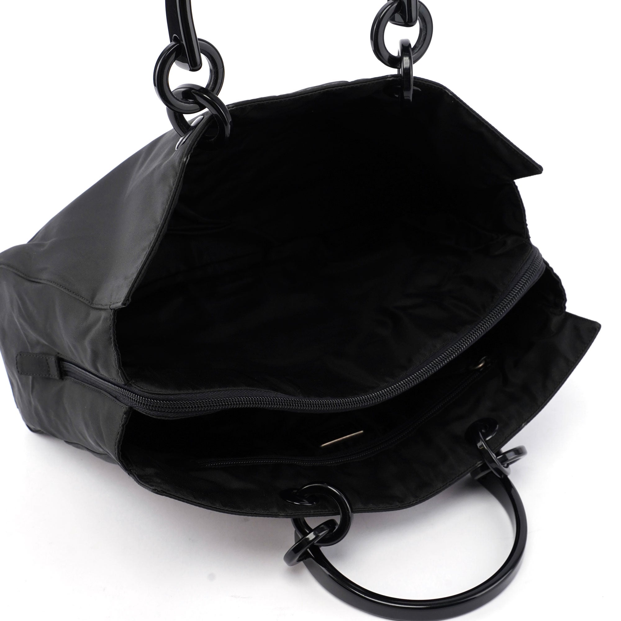 Black Nylon Plastic Handle Tote