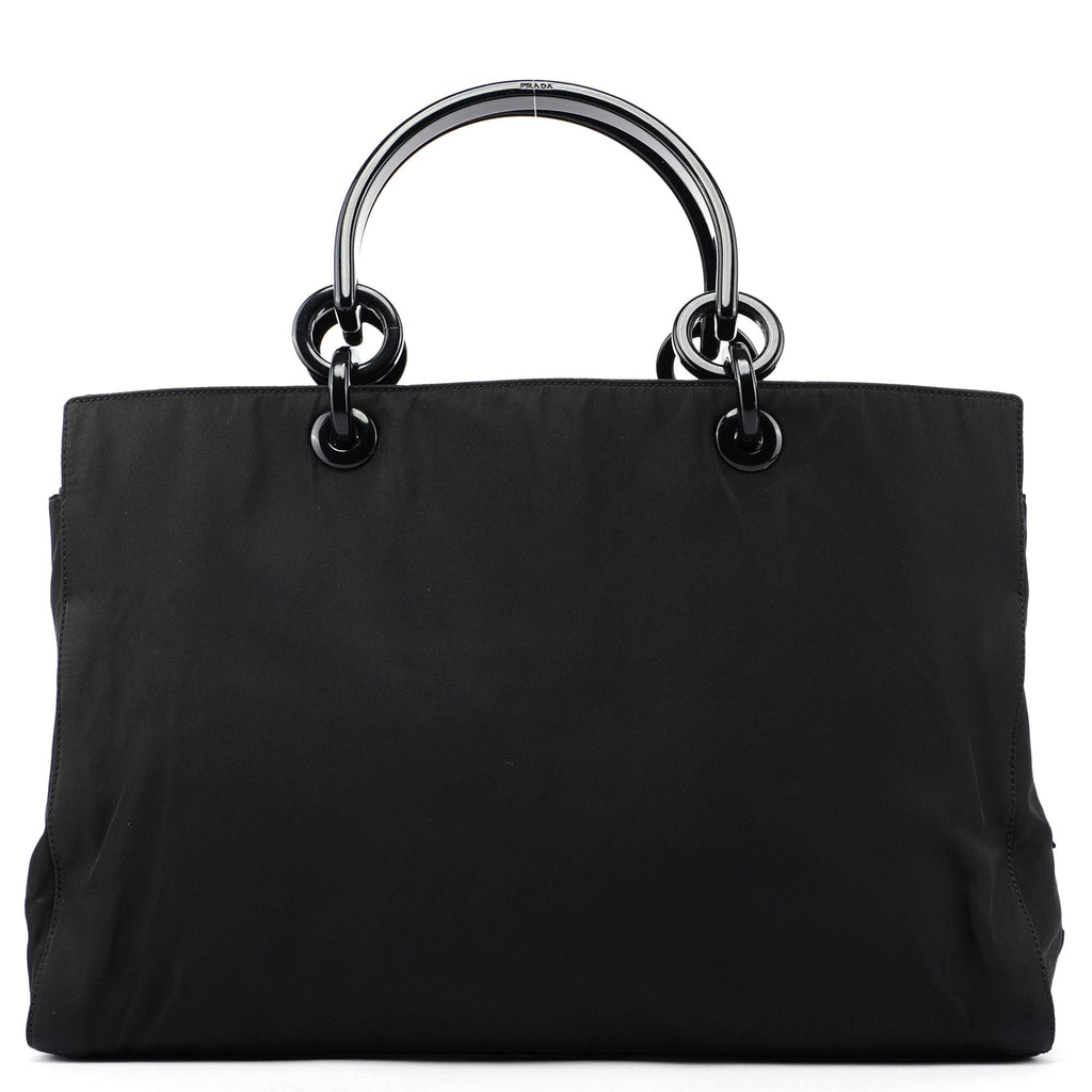 Black Nylon Plastic Handle Tote