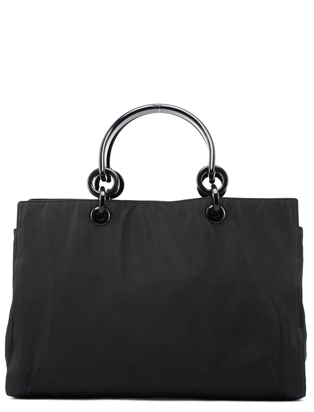 Black Nylon Plastic Handle Tote