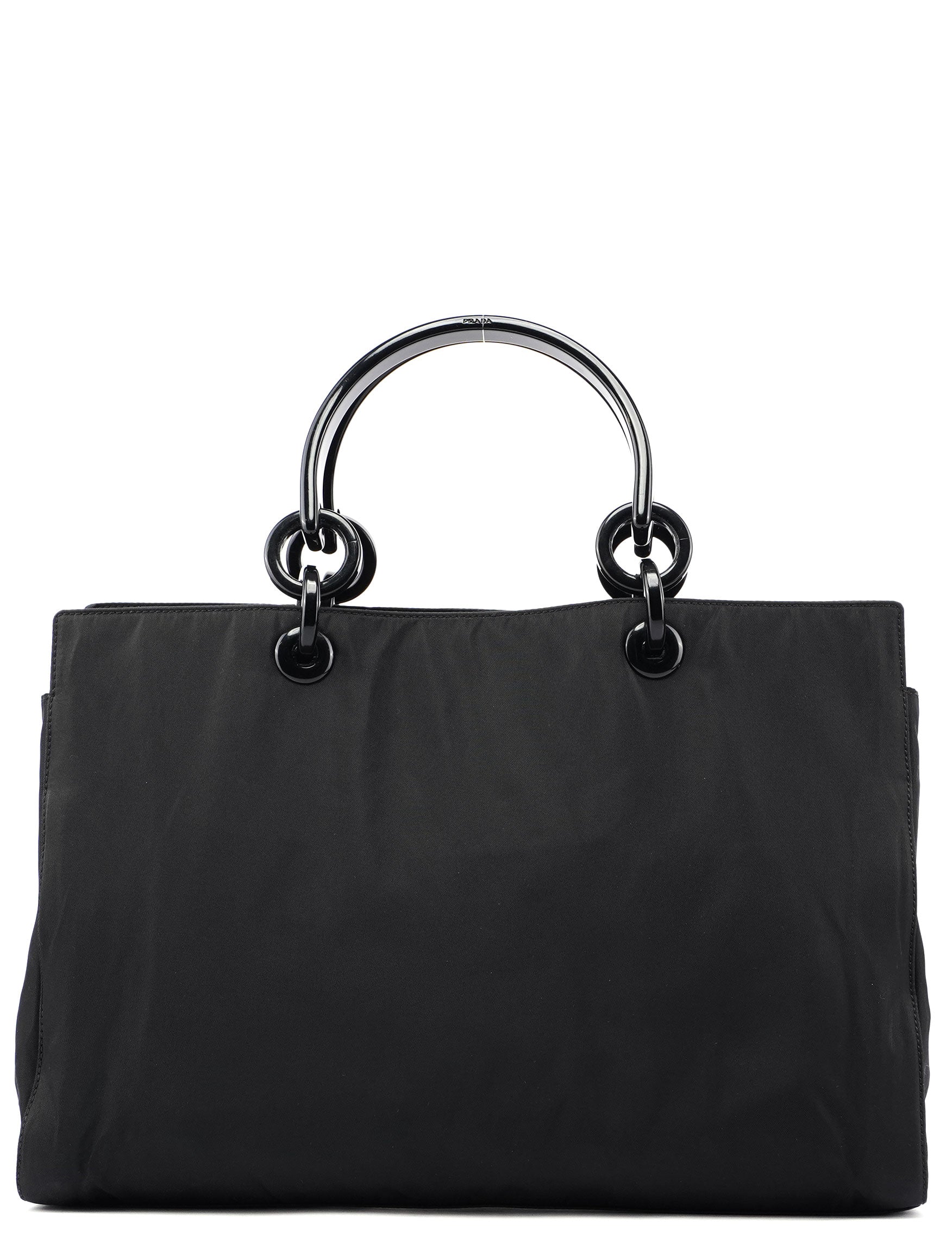 Black Nylon Plastic Handle Tote
