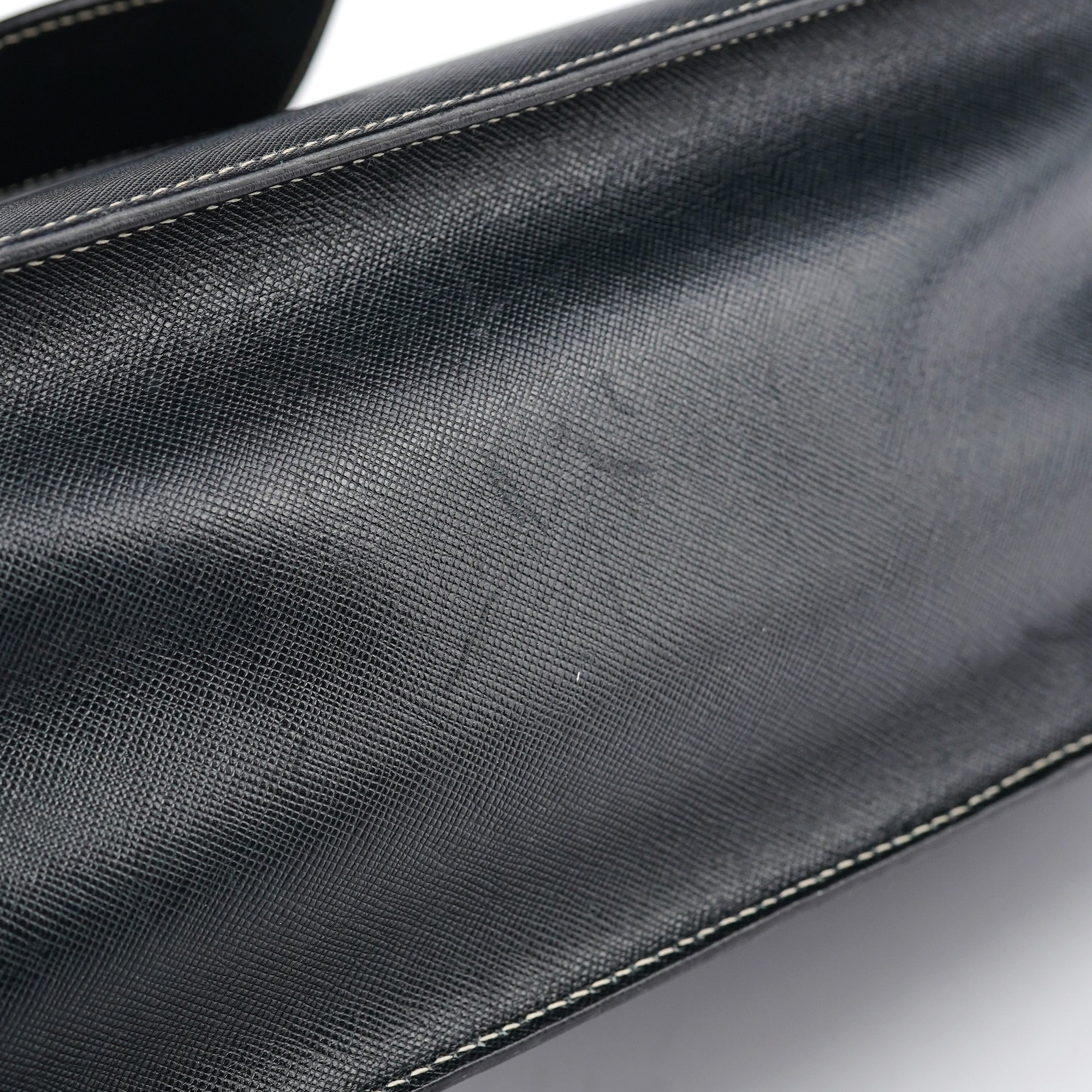 Black Saffiano Contrast Stitch Tote Bag