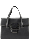 Black Saffiano Contrast Stitch Tote Bag