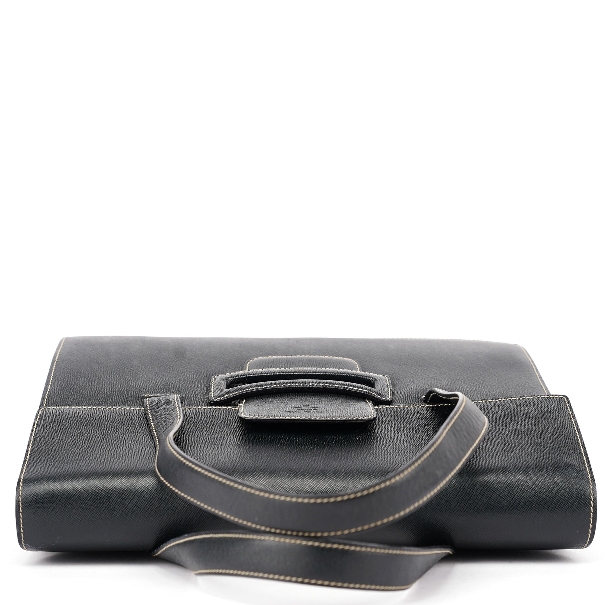 Black Saffiano Contrast Stitch Tote Bag