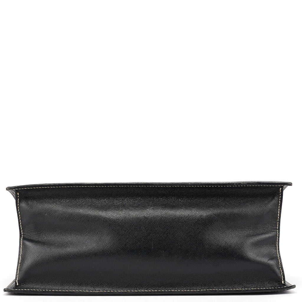 Black Saffiano Contrast Stitch Tote Bag