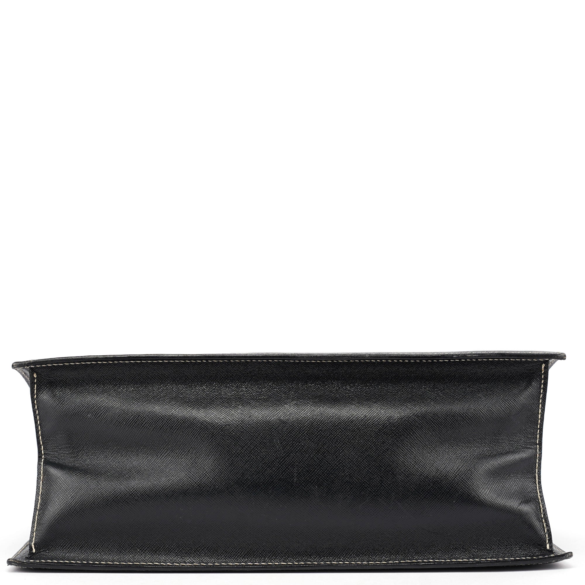 Black Saffiano Contrast Stitch Tote Bag