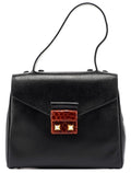 Black Saffiano Croc Embossed Top Handle Bag