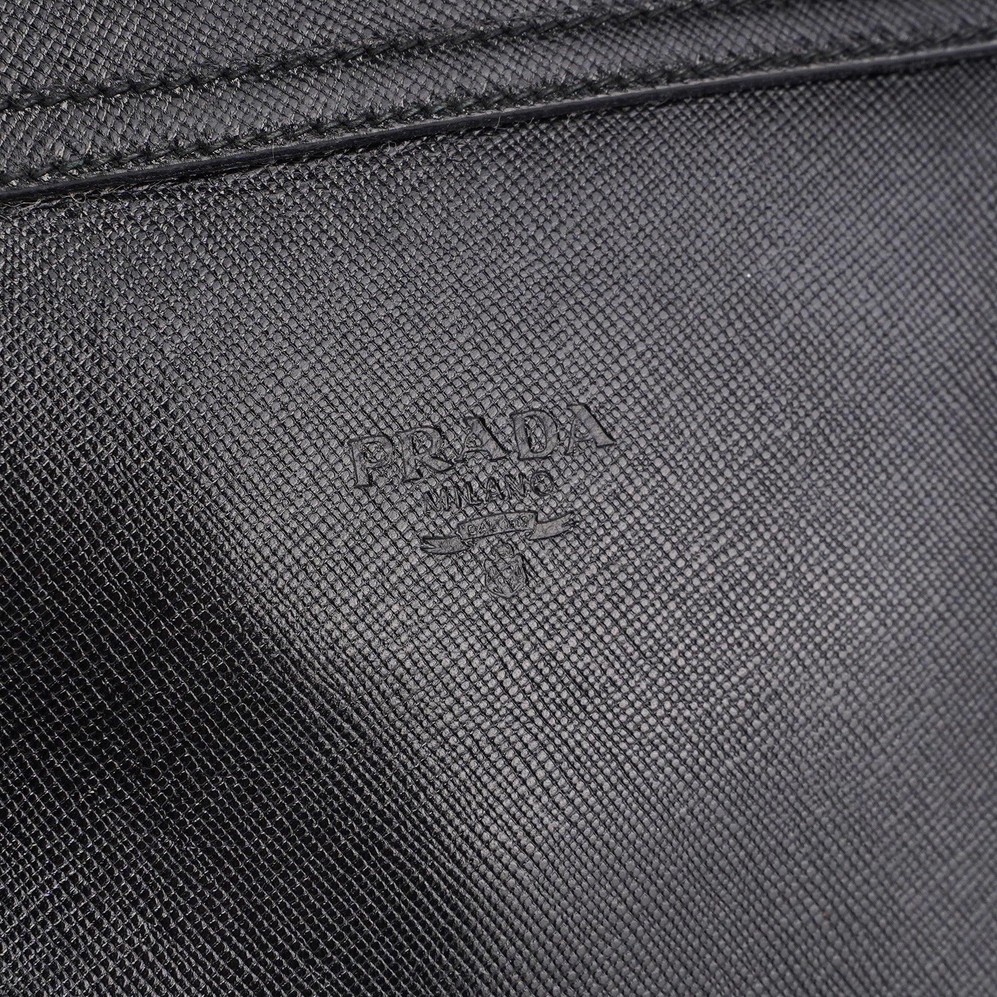 Black Saffiano Croc Embossed Top Handle Bag