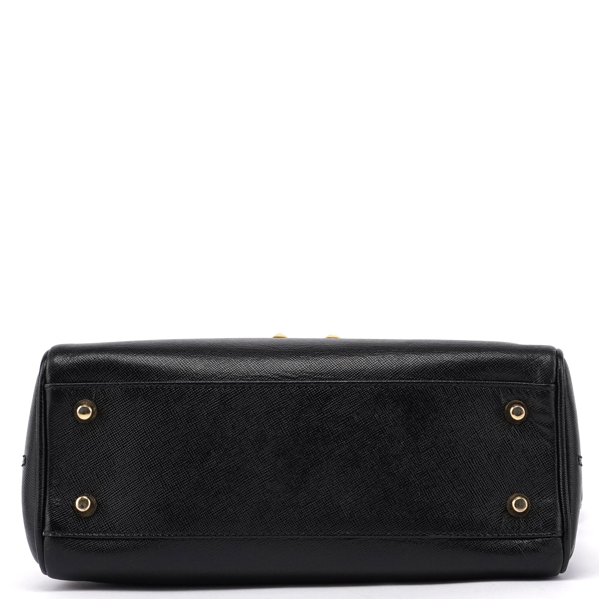 Black Saffiano Croc Embossed Top Handle Bag