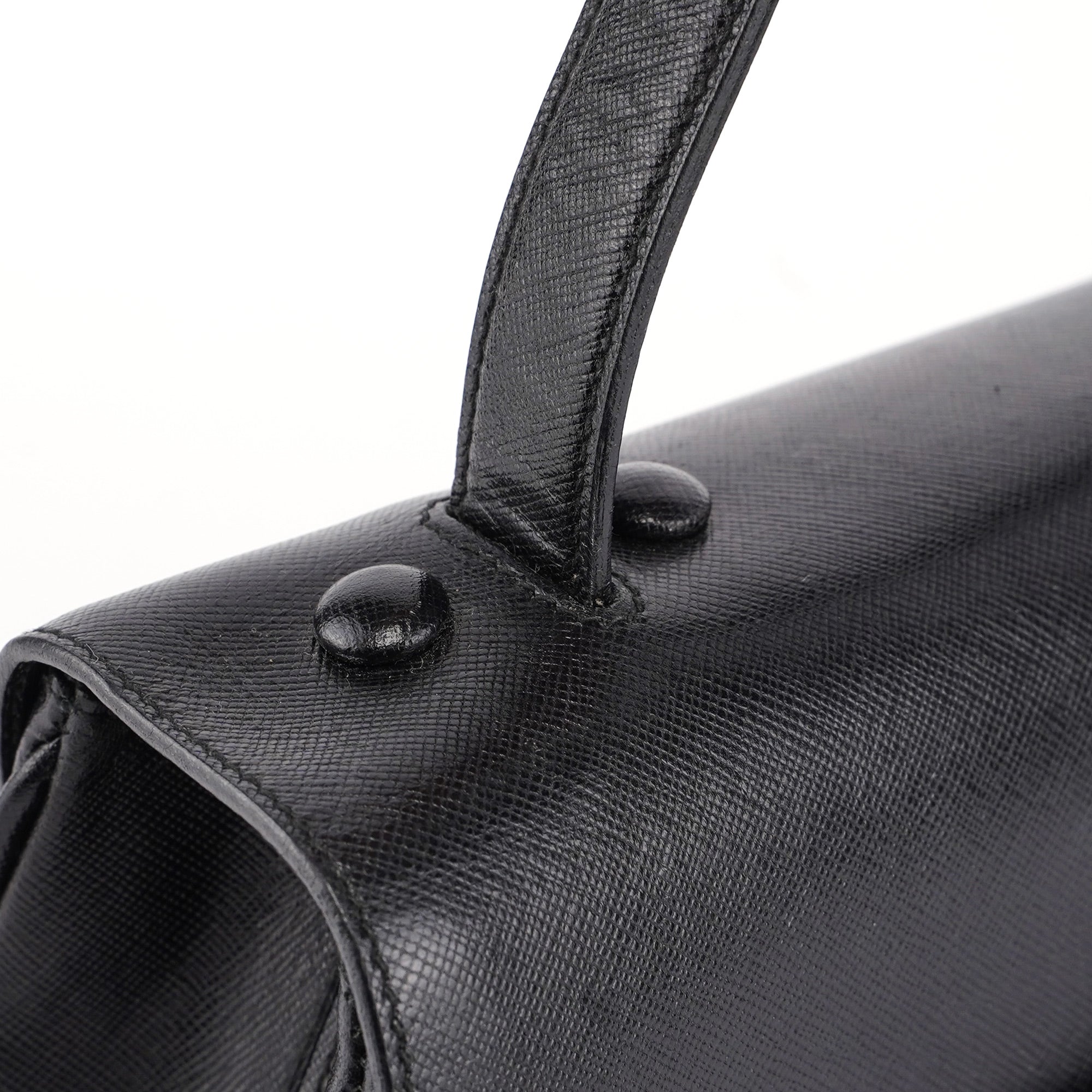 Black Saffiano Croc Embossed Top Handle Bag