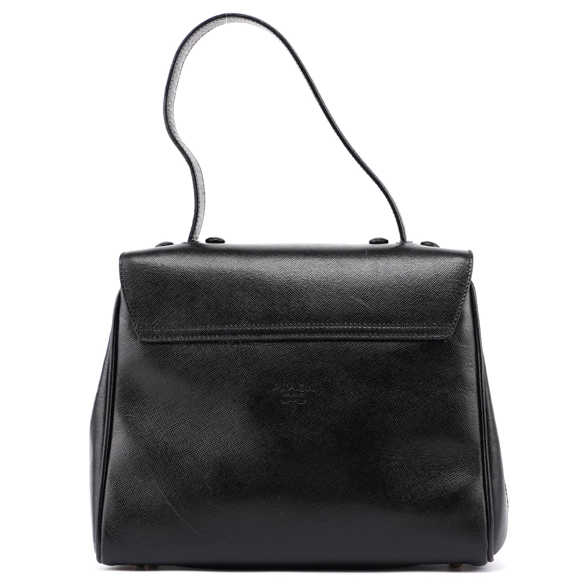 Black Saffiano Croc Embossed Top Handle Bag