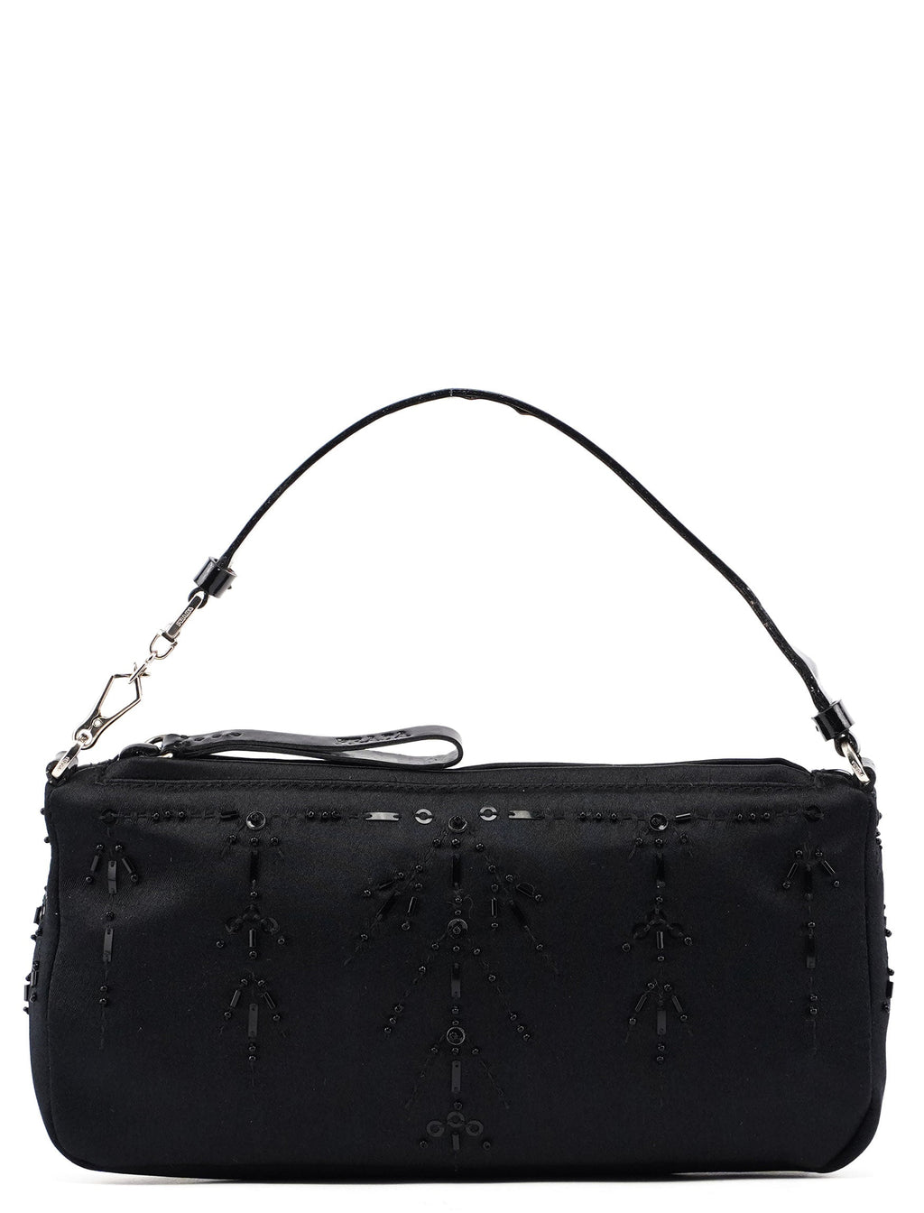 Black Satin Sequin Mini Hobo Bag