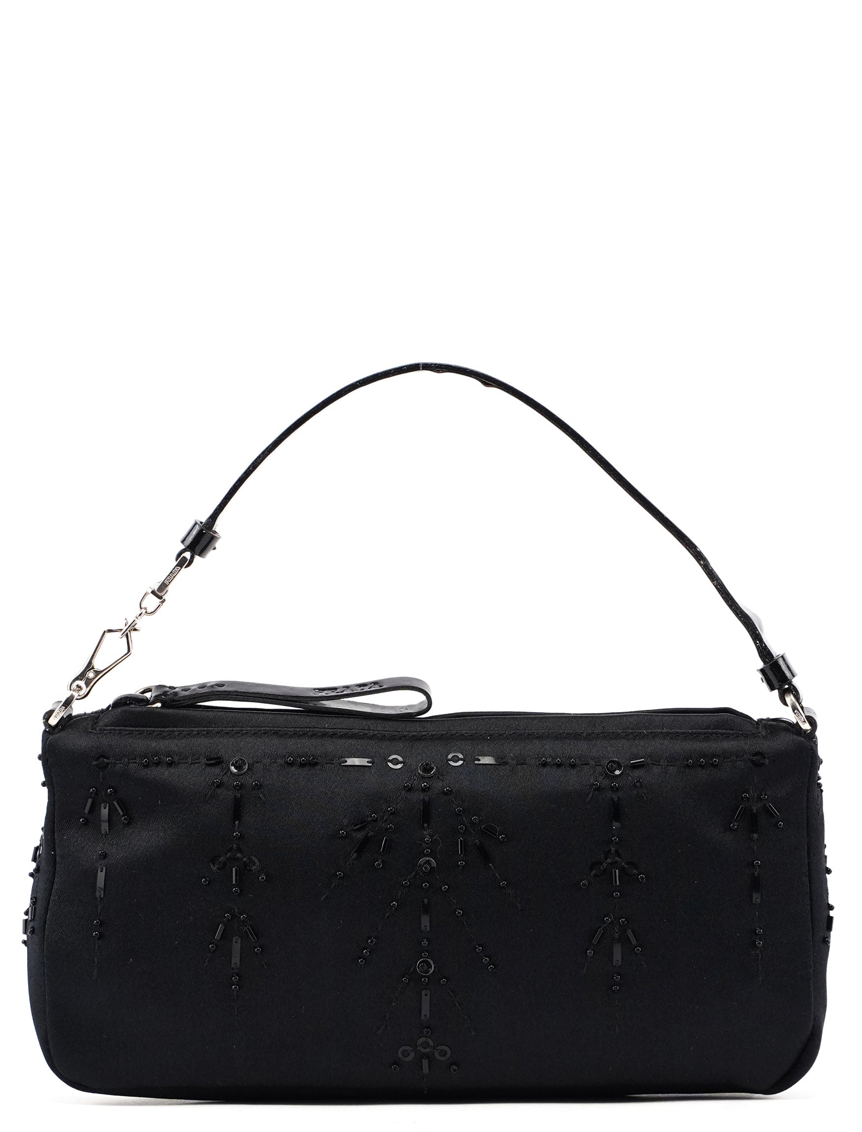 Black Satin Sequin Mini Hobo Bag