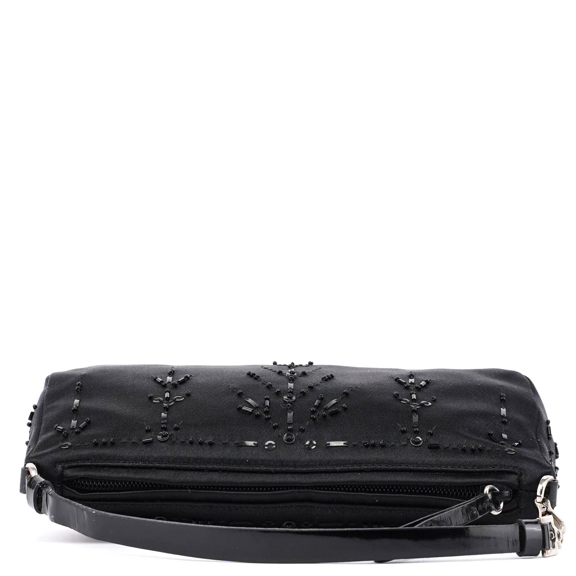 Black Satin Sequin Mini Hobo Bag
