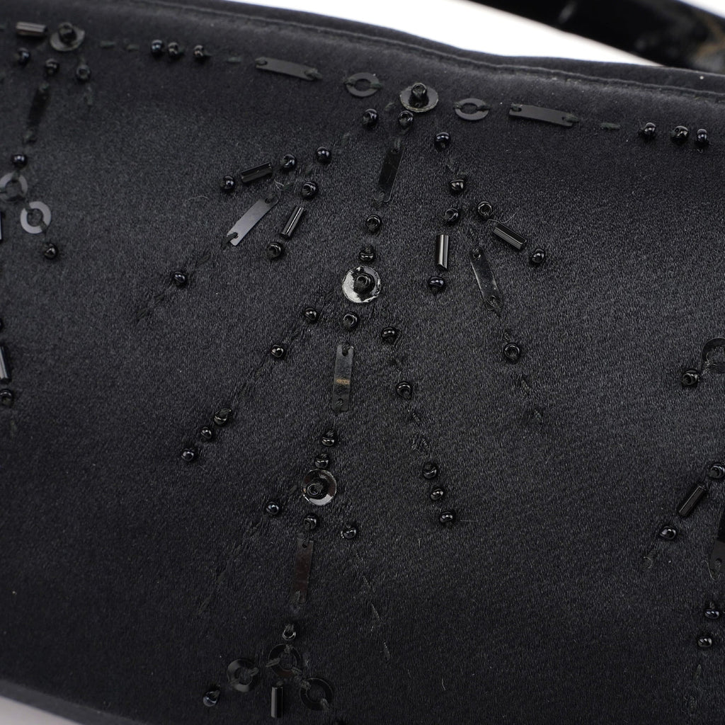 Black Satin Sequin Mini Hobo Bag