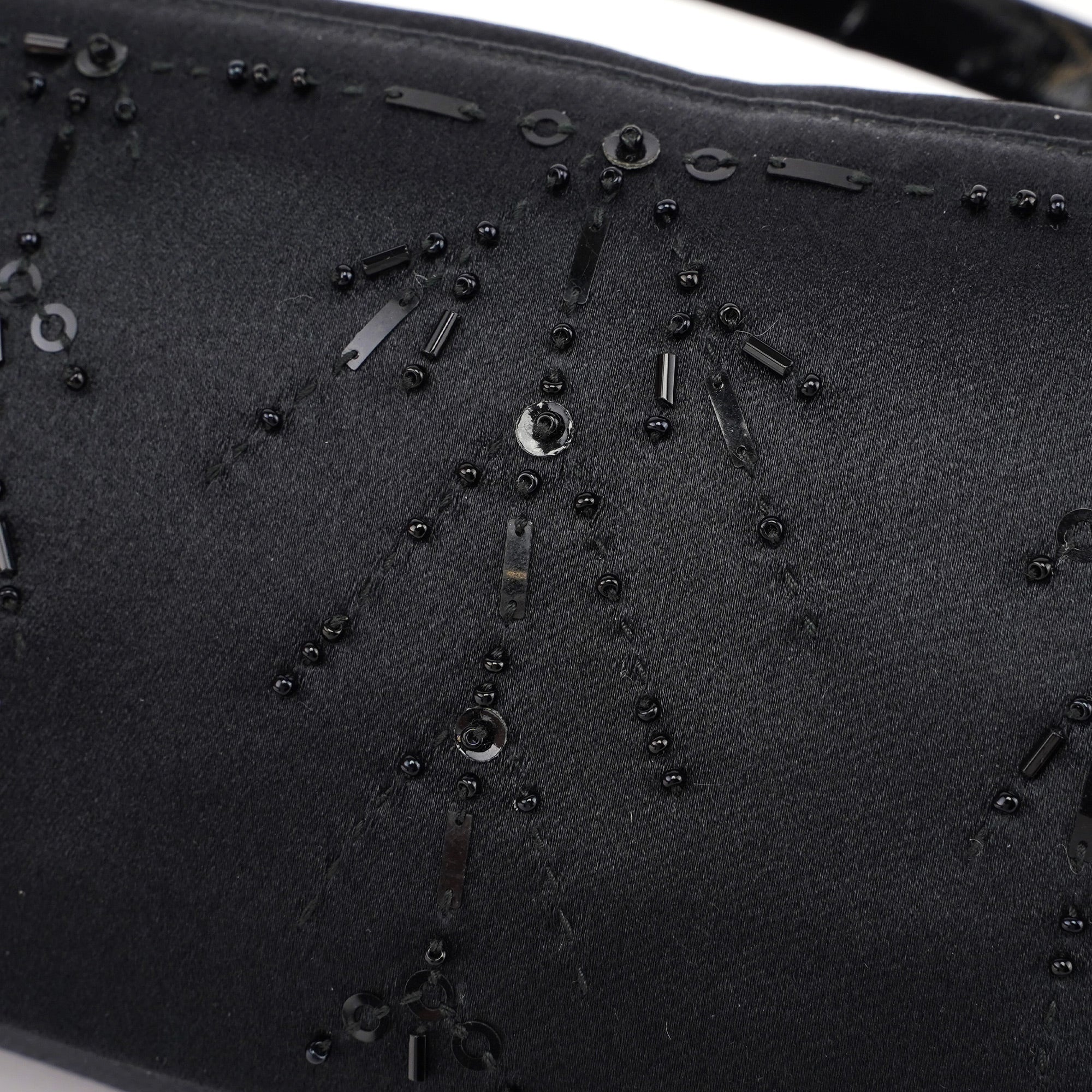 Black Satin Sequin Mini Hobo Bag